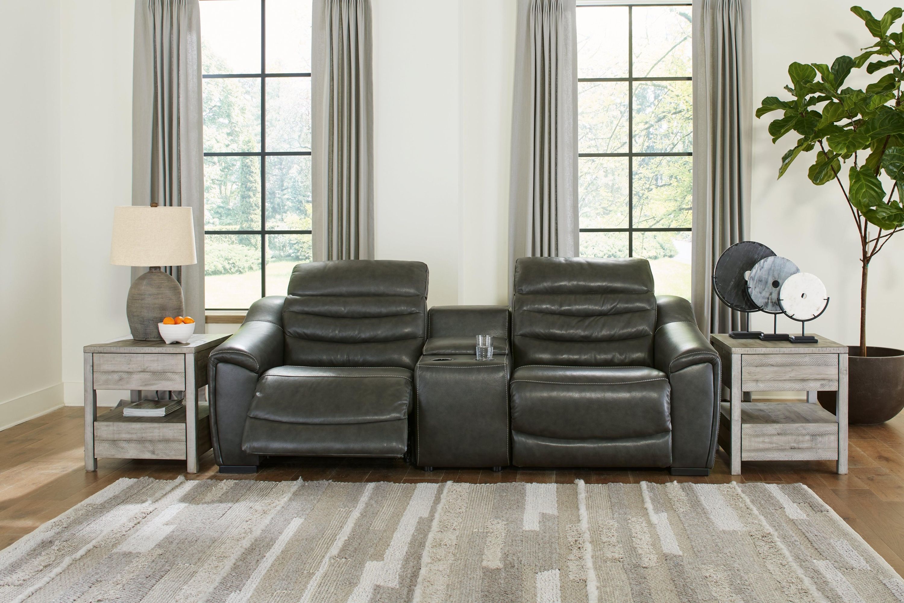 Center Line Dark Gray 3-Piece Power Reclining Loveseat With Console - Image 3