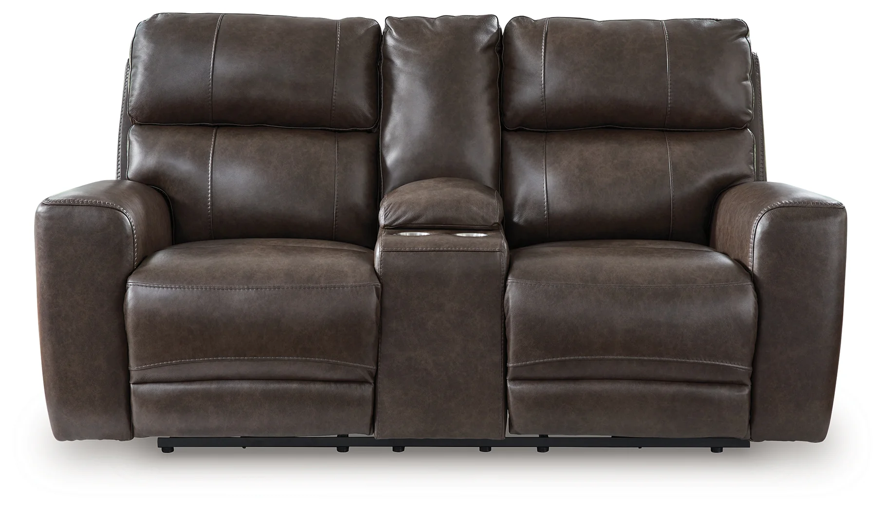 Crossplex Smoke Leather Power Reclining Loveseat with Console - Image 2
