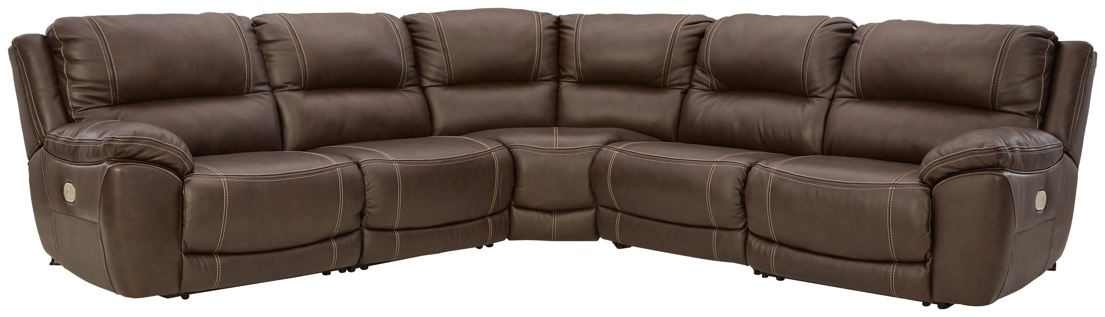 Dunleith Chocolate 5-Piece Power Reclining Sectional - Image 2