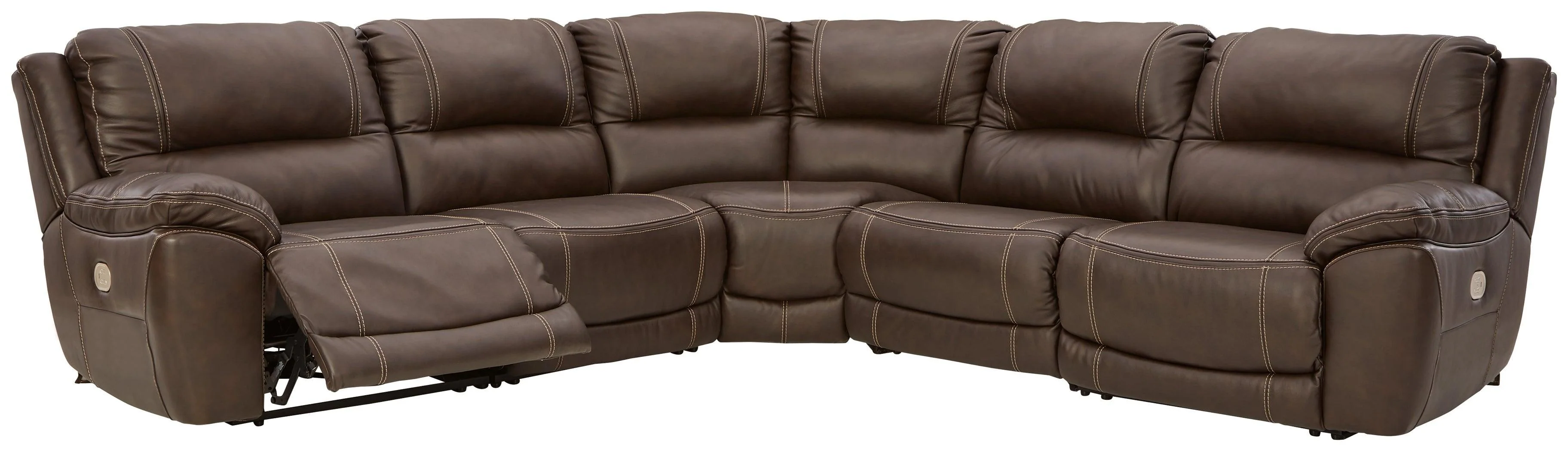Dunleith Chocolate 5-Piece Power Reclining Sectional - Image 3