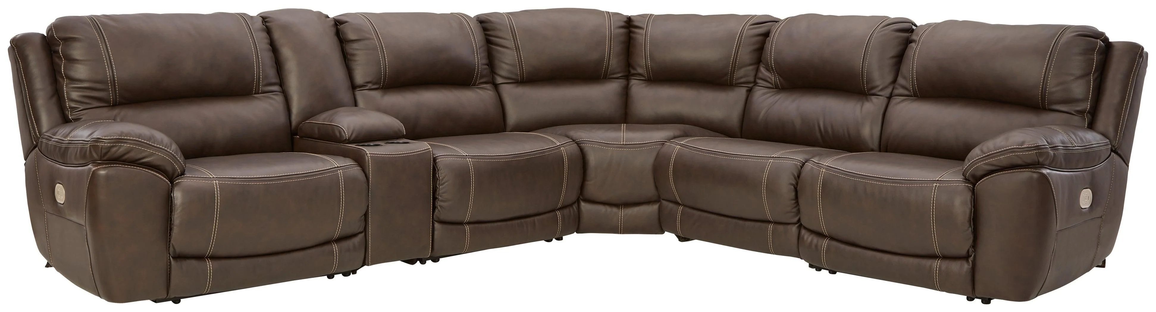 Dunleith Chocolate 6-Piece Power Reclining Sectional - Image 2