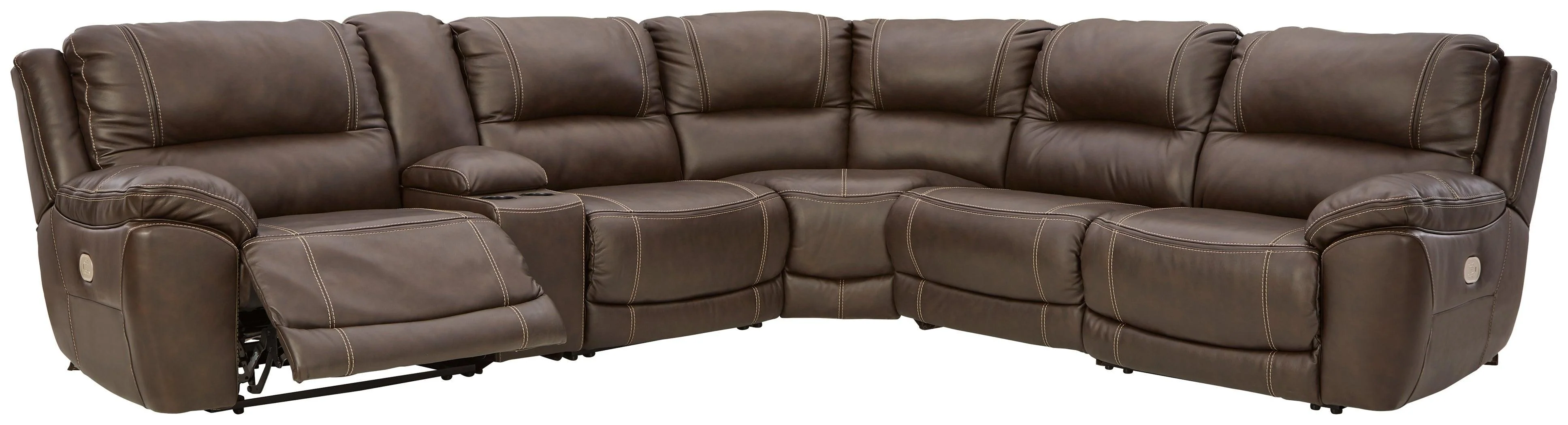 Dunleith Chocolate 6-Piece Power Reclining Sectional - Image 3