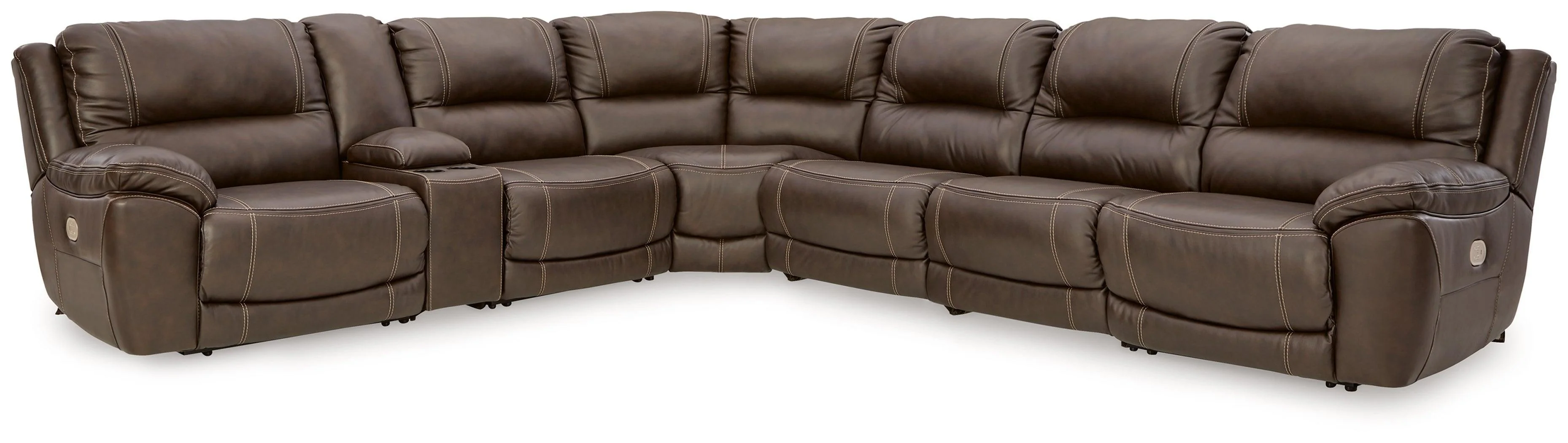Dunleith Chocolate 7-Piece Power Reclining Sectional - Image 2