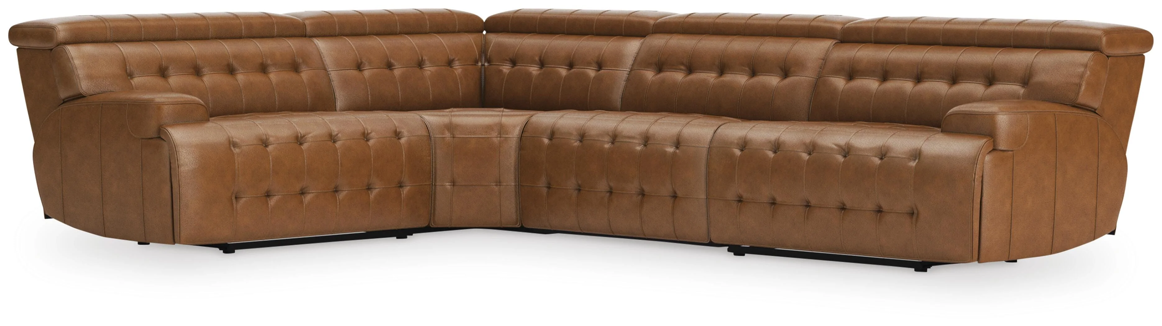 Temmpton Chocolate Leather 4-Piece Reclining Sectional - Image 2