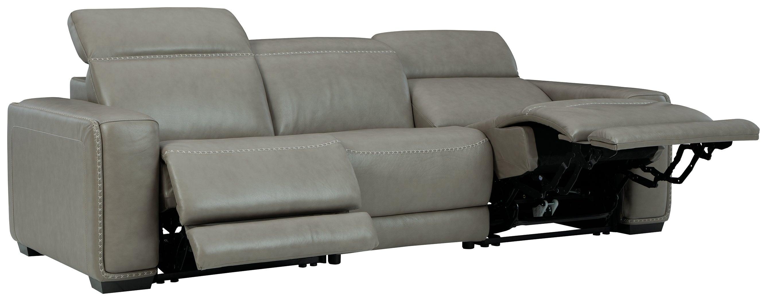 Correze Gray Leather 3-Piece Power Reclining Sectional - Image 3