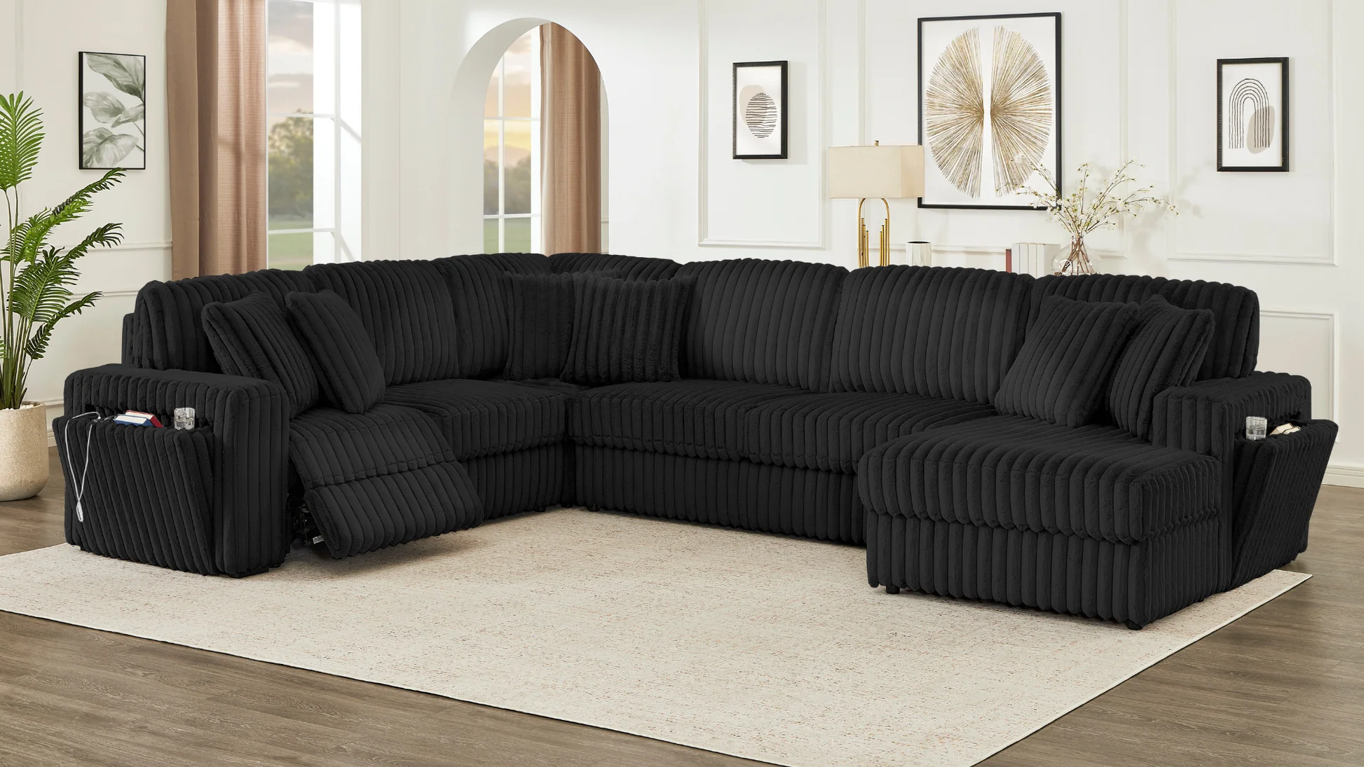 Rana Black Reclining Sectional - Image 1