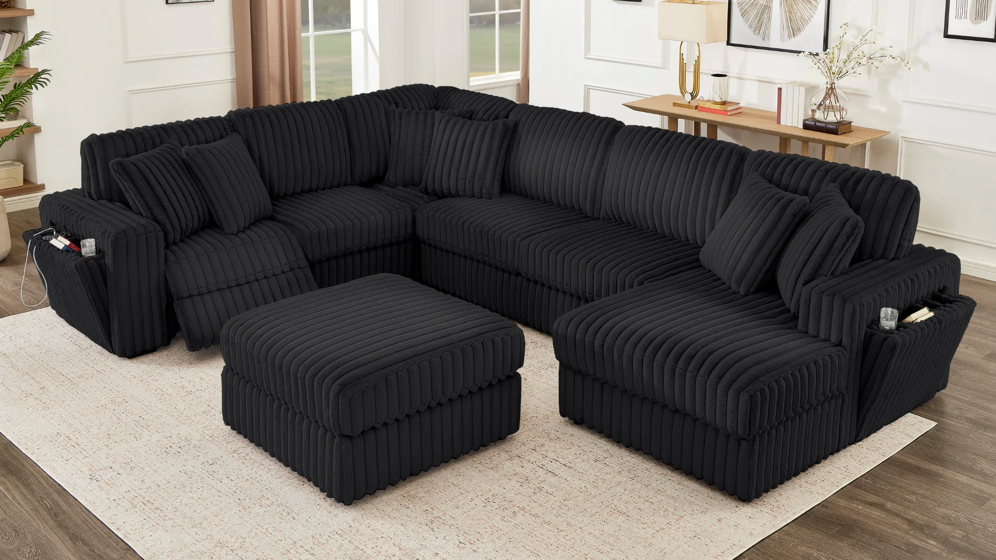 Rana Black Reclining Sectional - Image 2