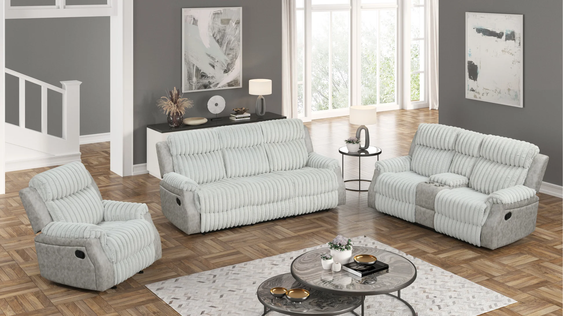 Willow Grey 3-Piece Reclining Set - Image 1