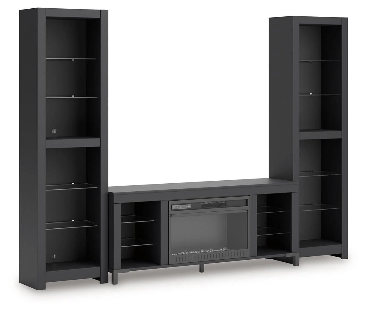 Cayberry Black 3-Piece Entertainment Center with Electric Fireplace - Image 2