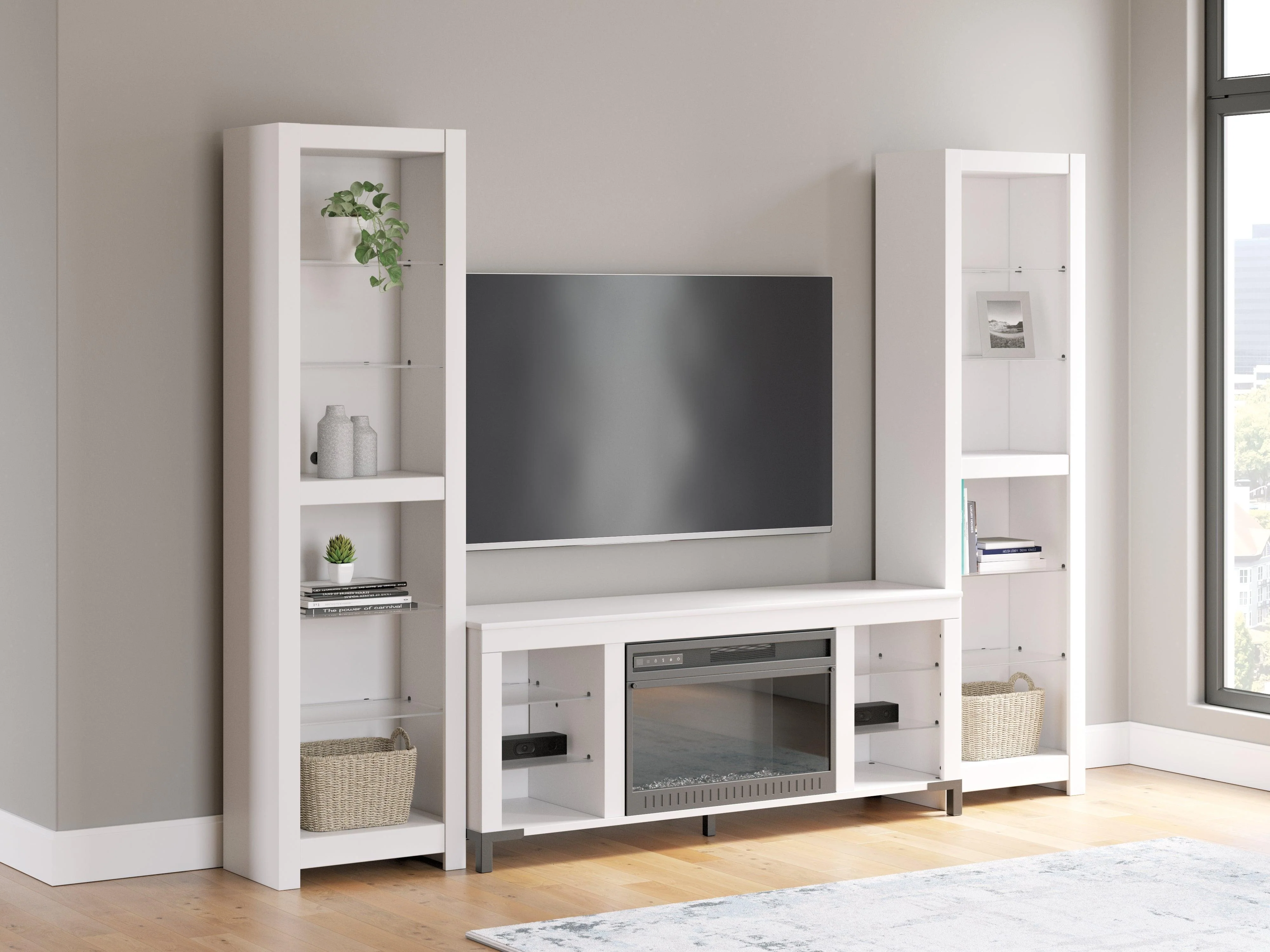 Brollevi White 3-Piece Entertainment Center - Image 3