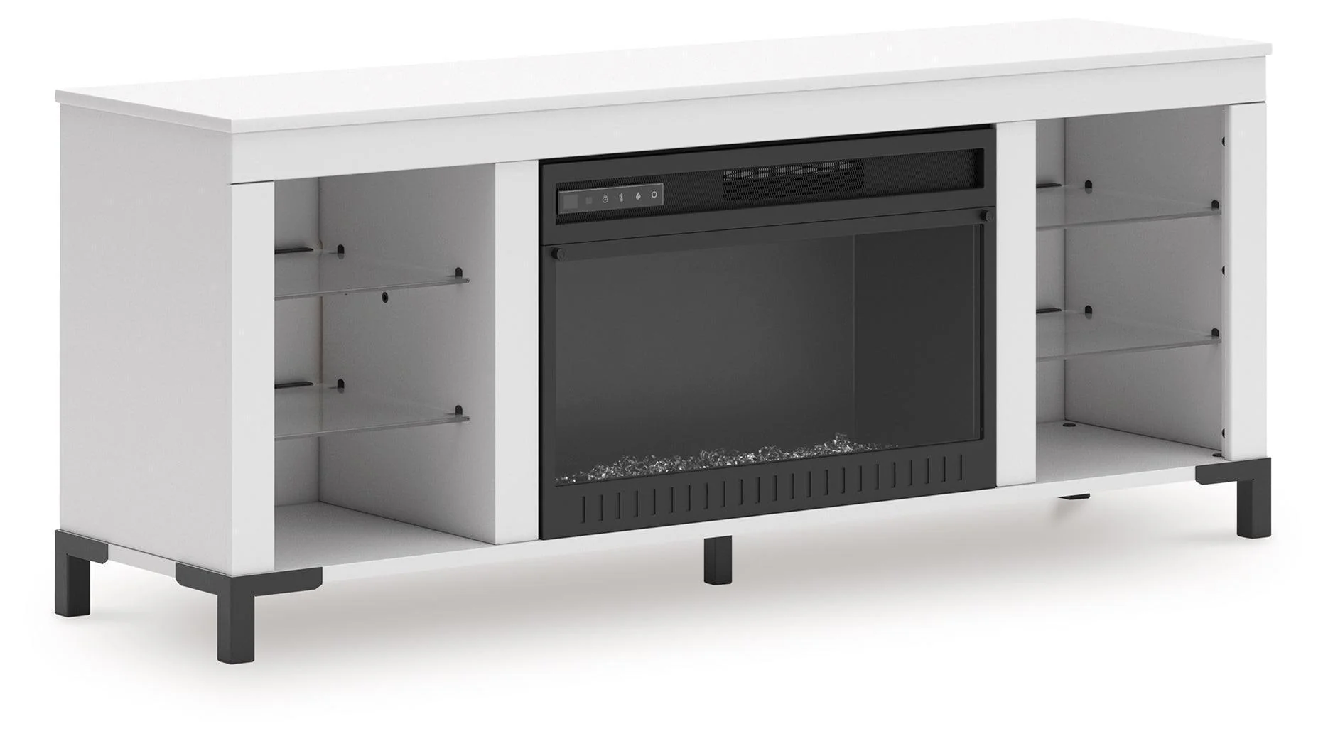Brollevi White 60" TV Stand with Electric Fireplace - Image 2