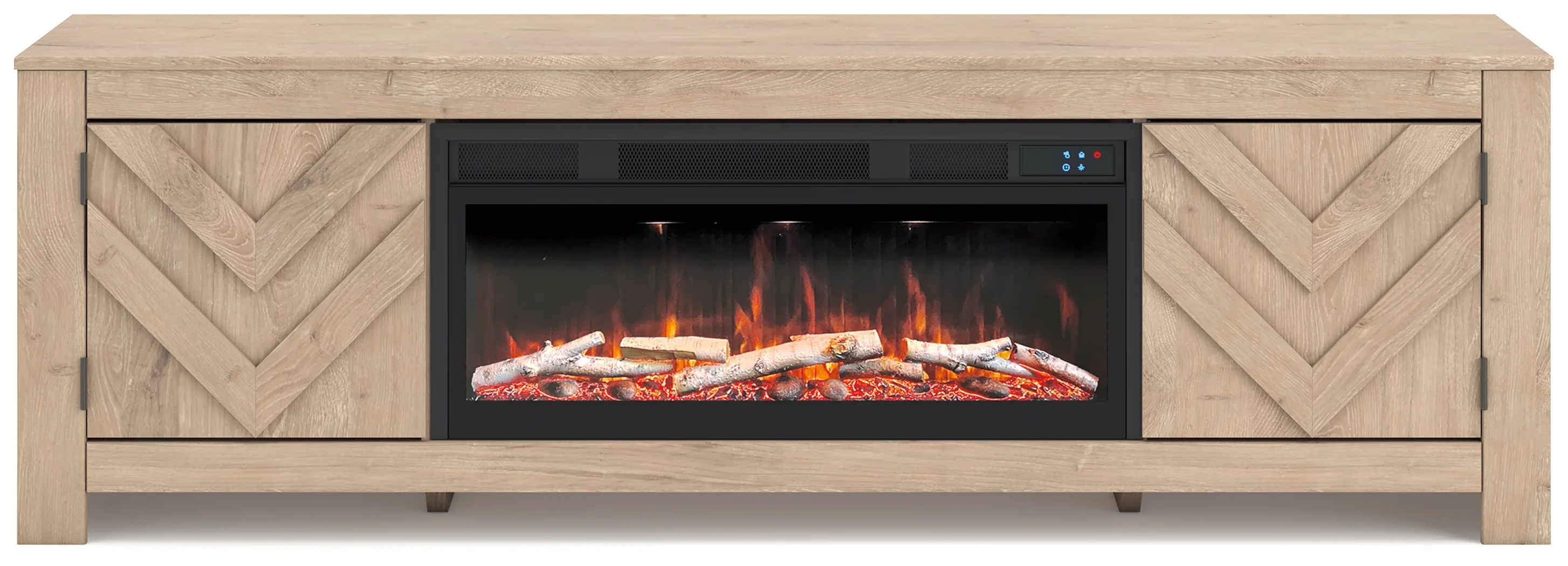 Cayboni Tan 71" TV Stand with Electric Fireplace - Image 2
