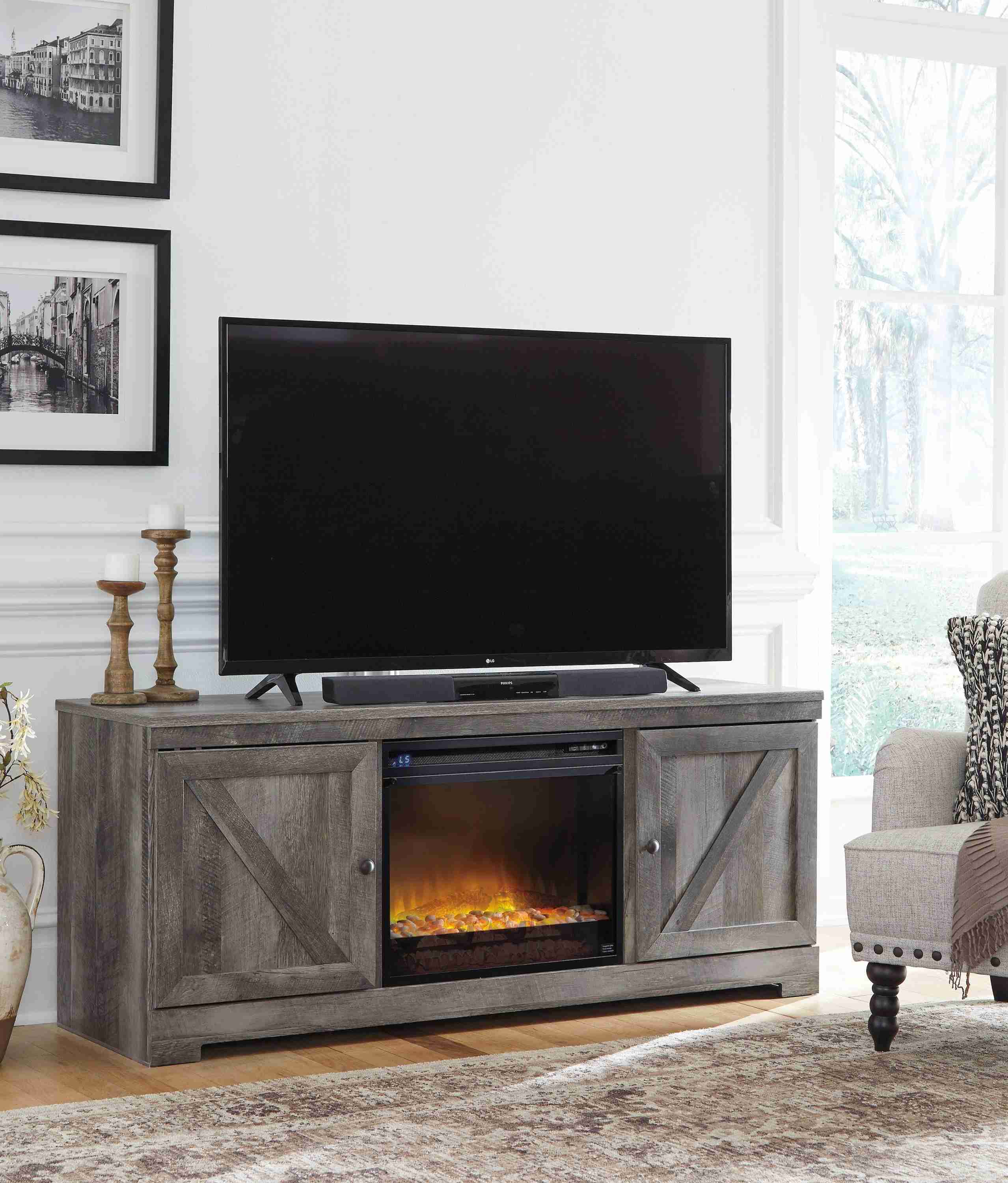 Wynnlow Gray 63" Tv Stand With Electric Fireplace - Image 3