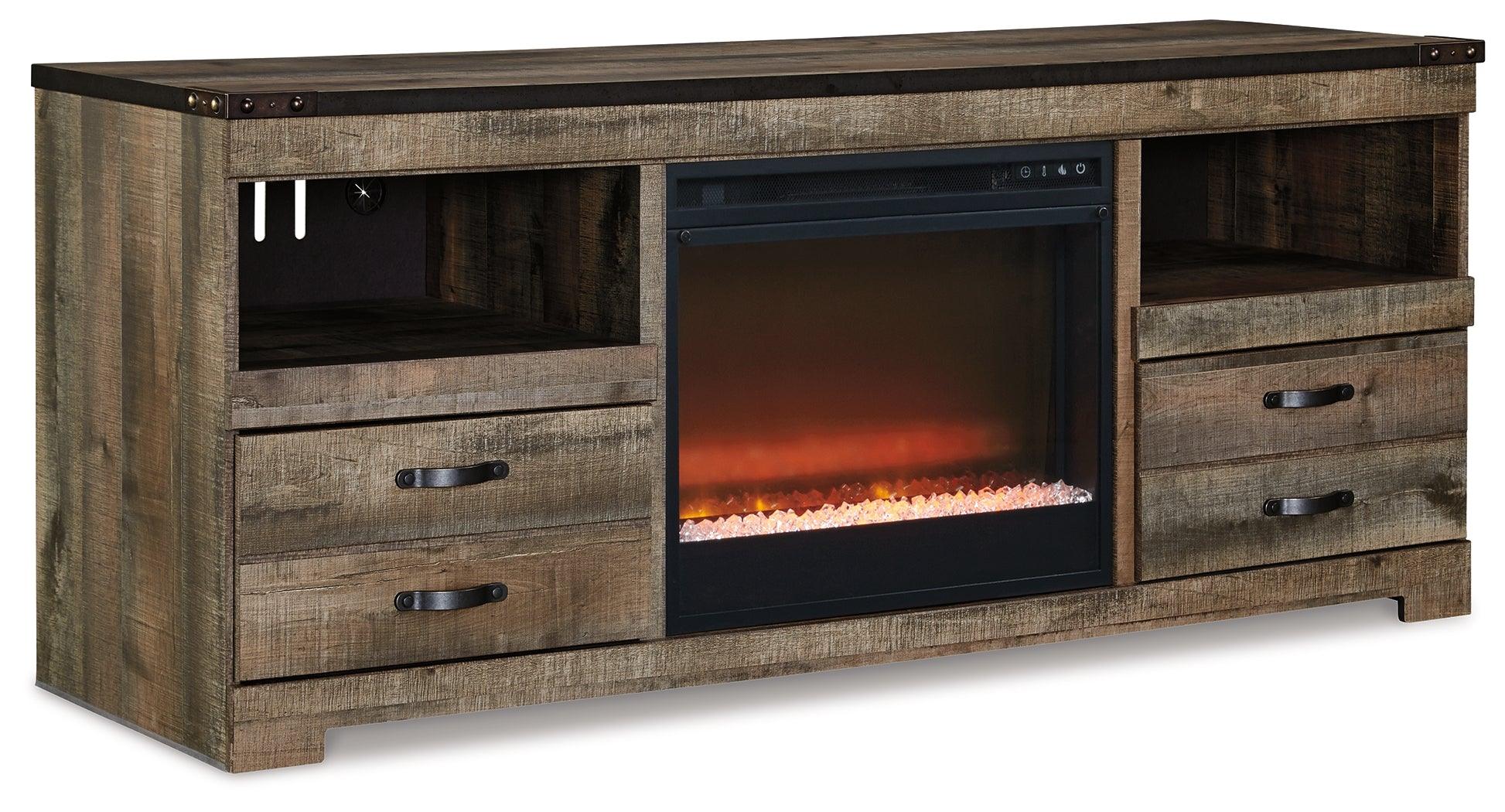 Trinell Brown 63" Tv Stand With Electric Fireplace - Image 2