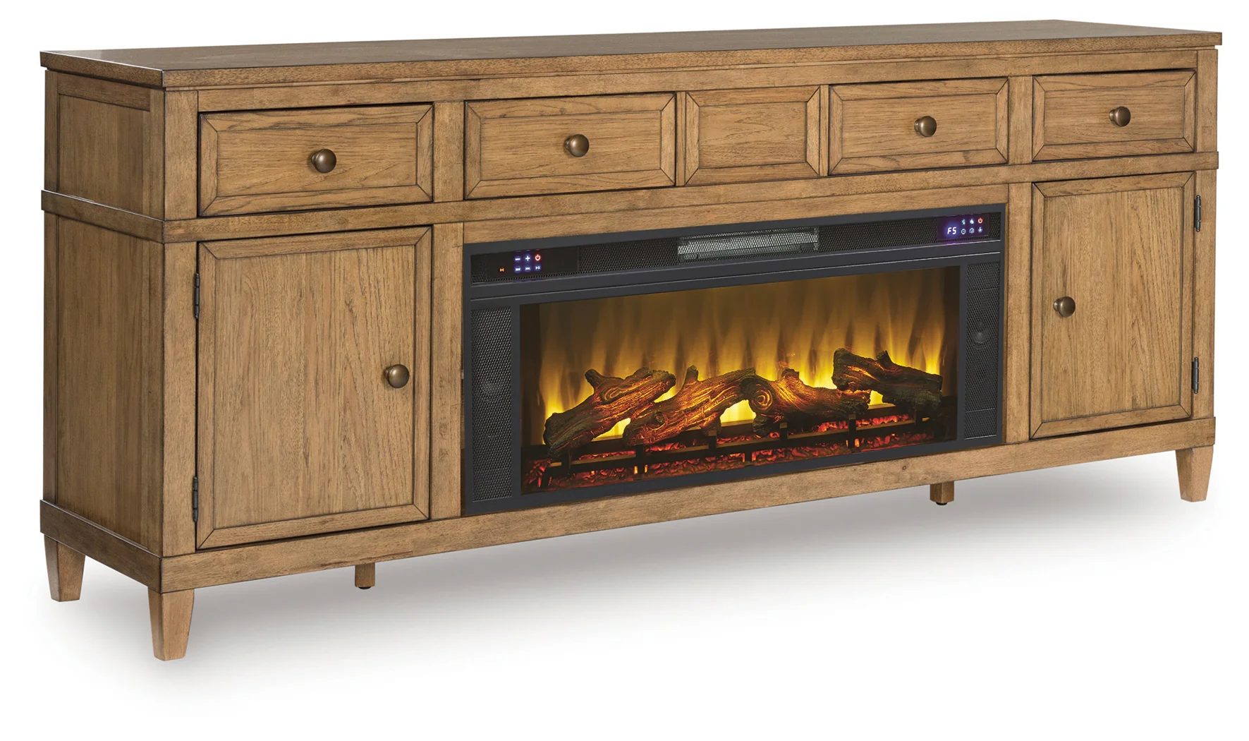 Sharlance Light Brown 81" TV Stand with Electric Fireplace - Image 2