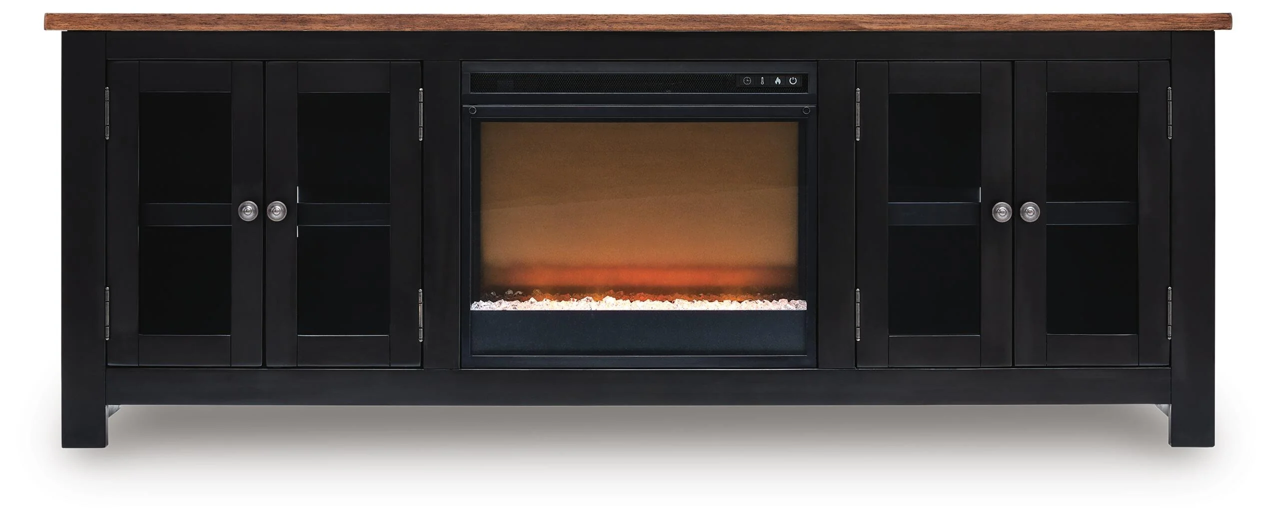 Wildenauer Brown/Black 76" TV Stand with Electric Fireplace - Image 2