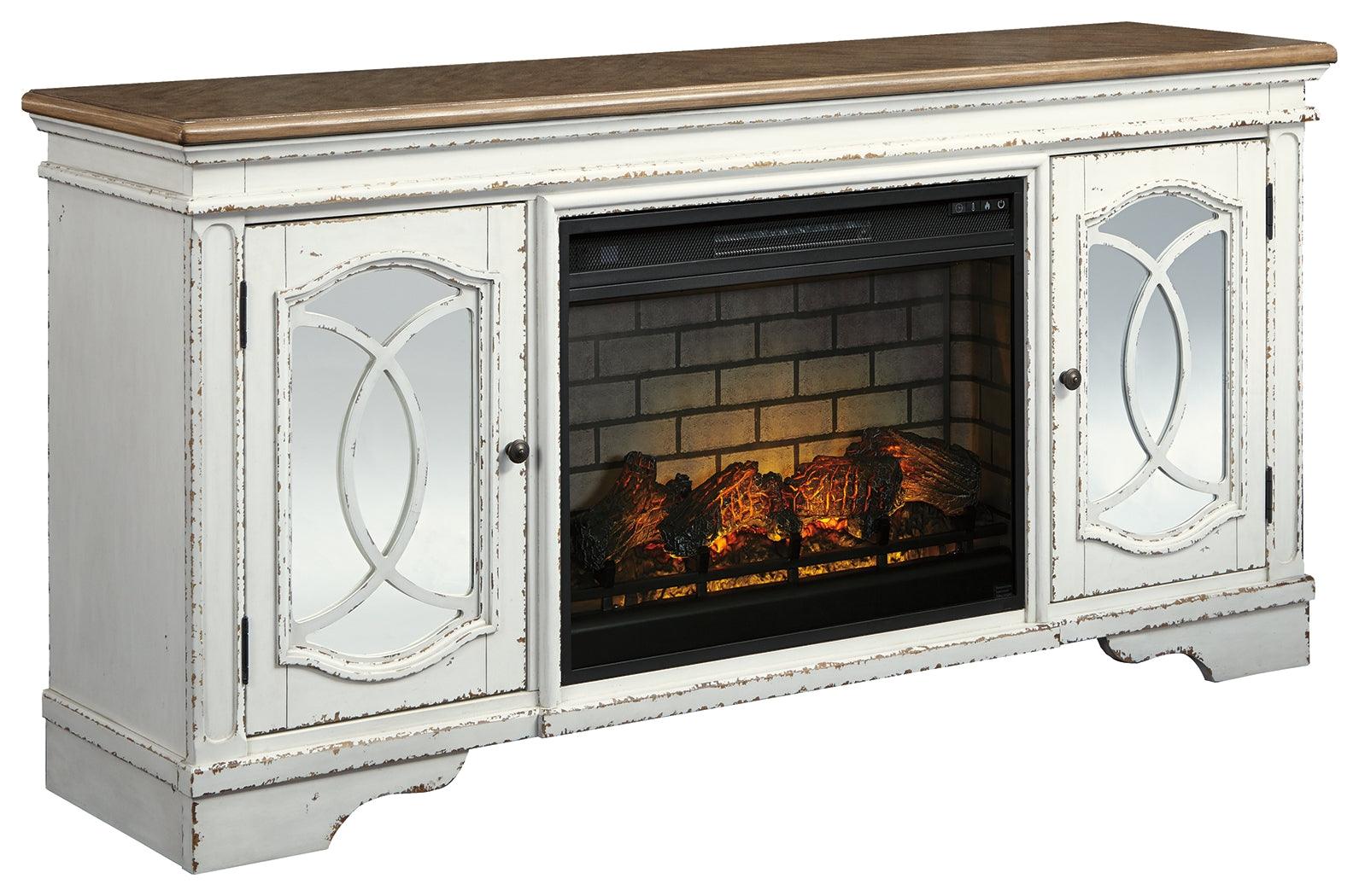 Realyn Chipped White 74" Tv Stand With Electric Fireplace - Image 2