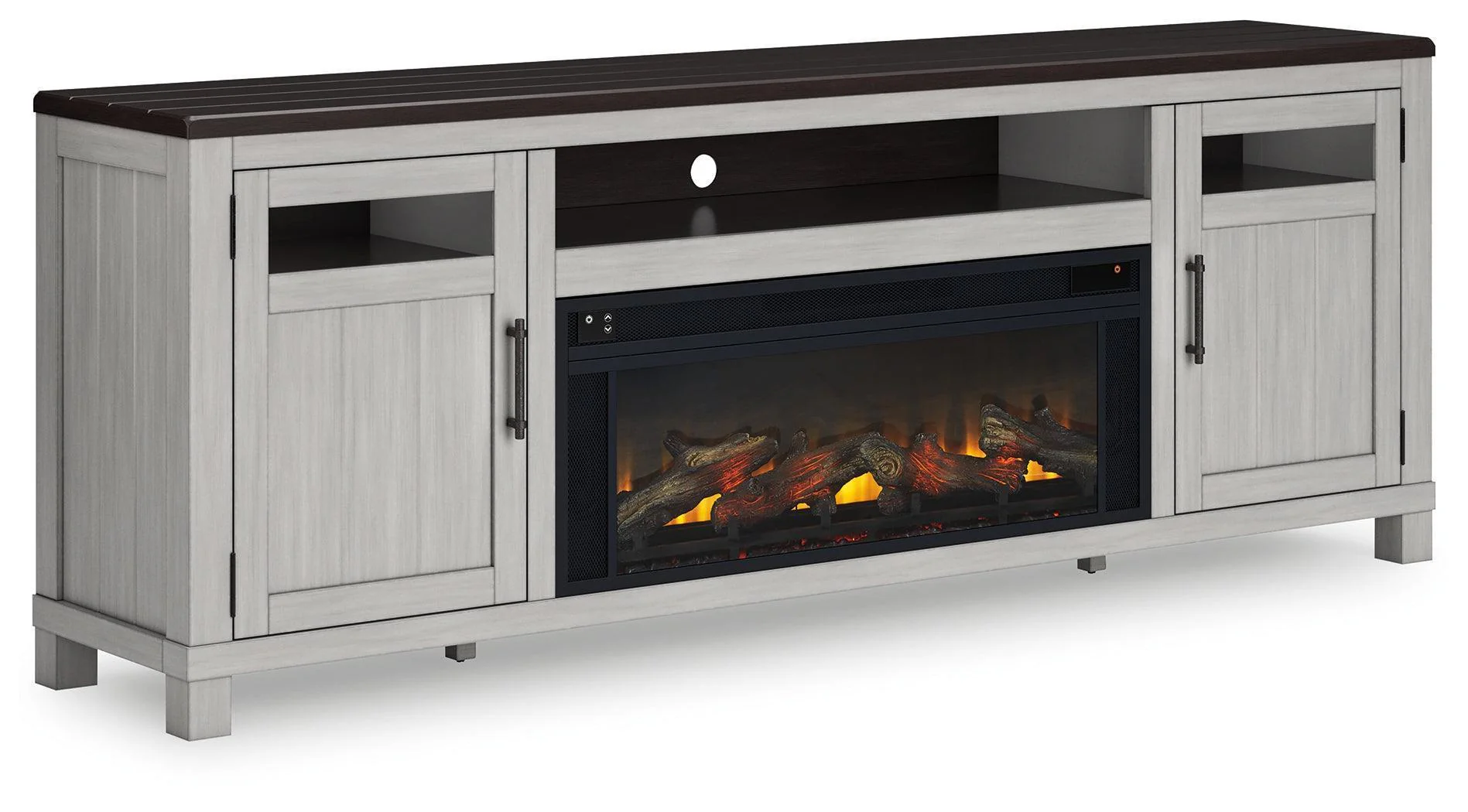 Darborn Gray Brown 88" Tv Stand With Electric Fireplace - Image 2