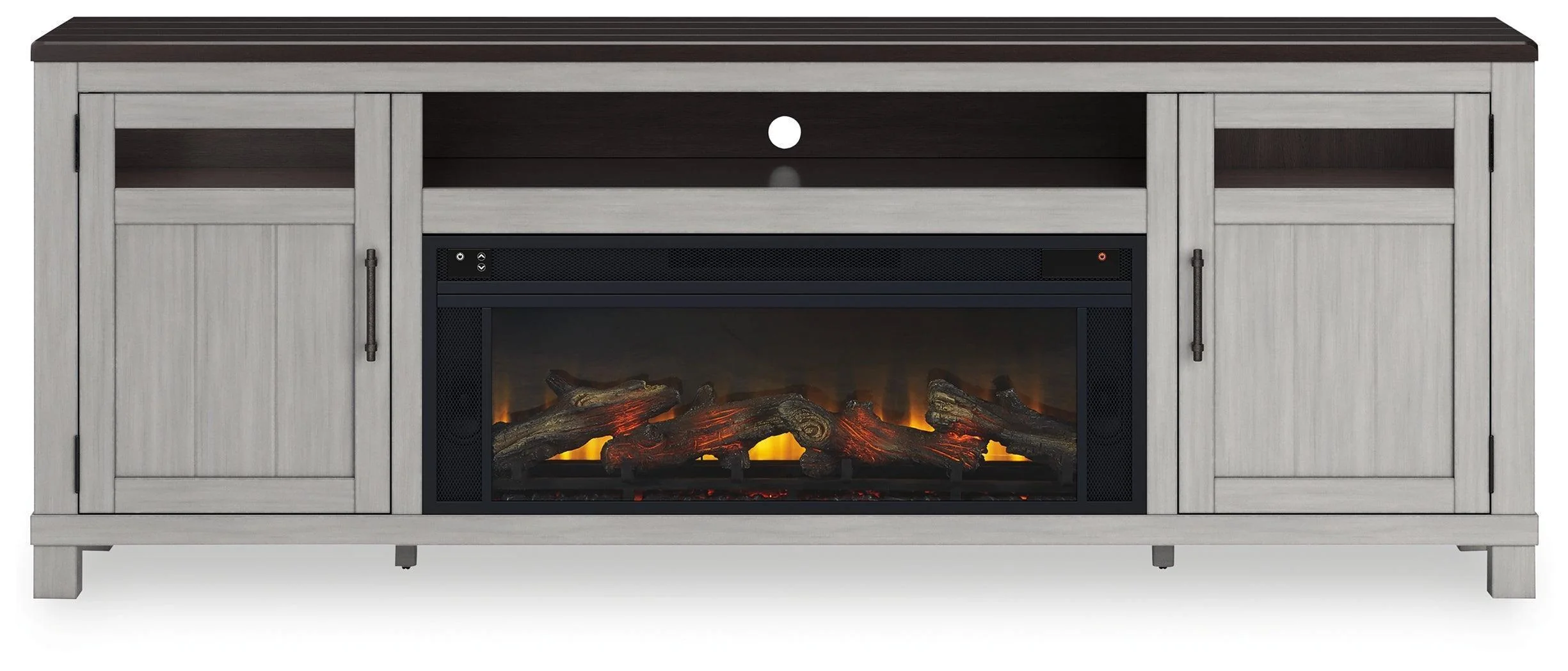 Darborn Gray Brown 88" Tv Stand With Electric Fireplace - Image 3