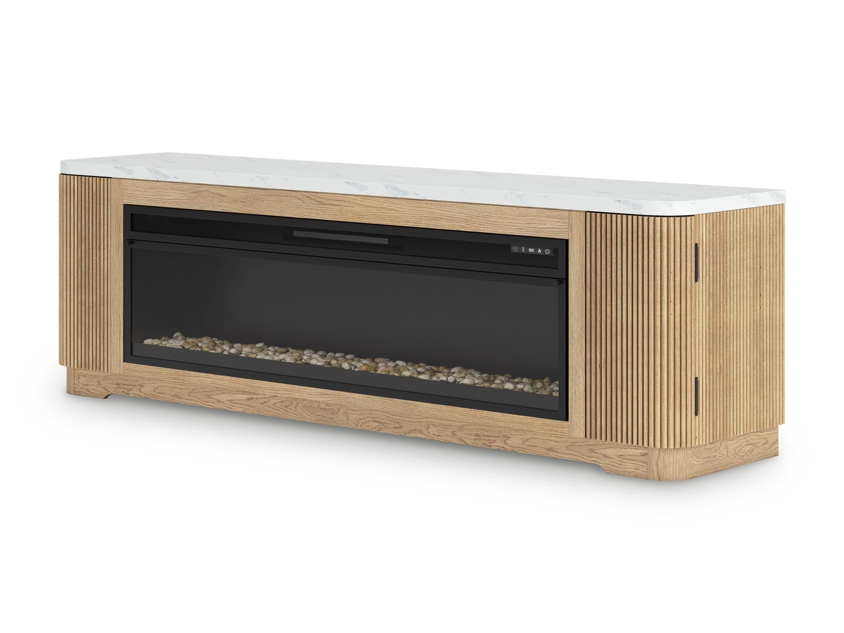 Camdill Light Brown 80" TV Stand with Electric Fireplace - Image 3