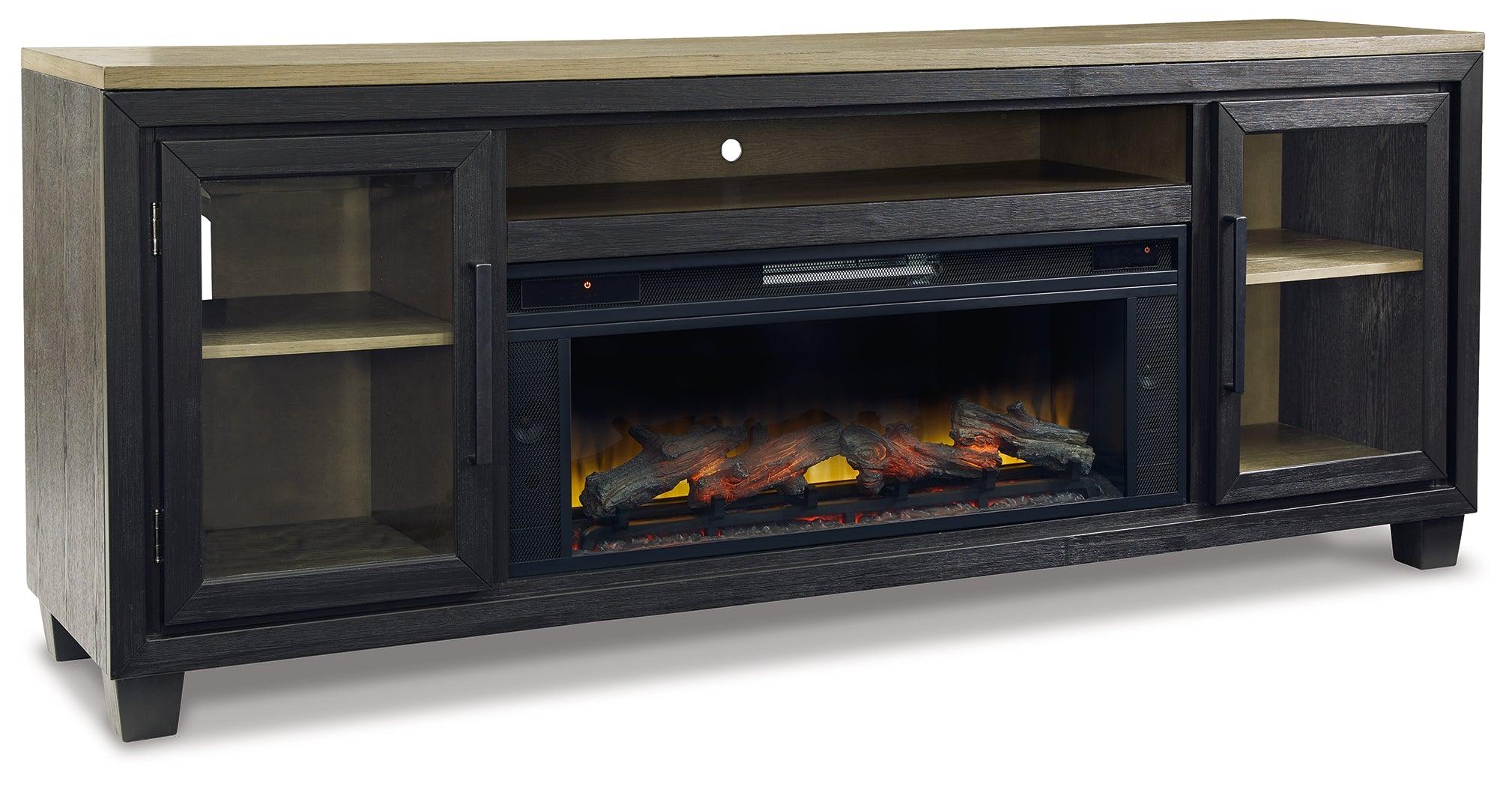 Foyland Black Brown 83" Tv Stand With Electric Fireplace - Image 2