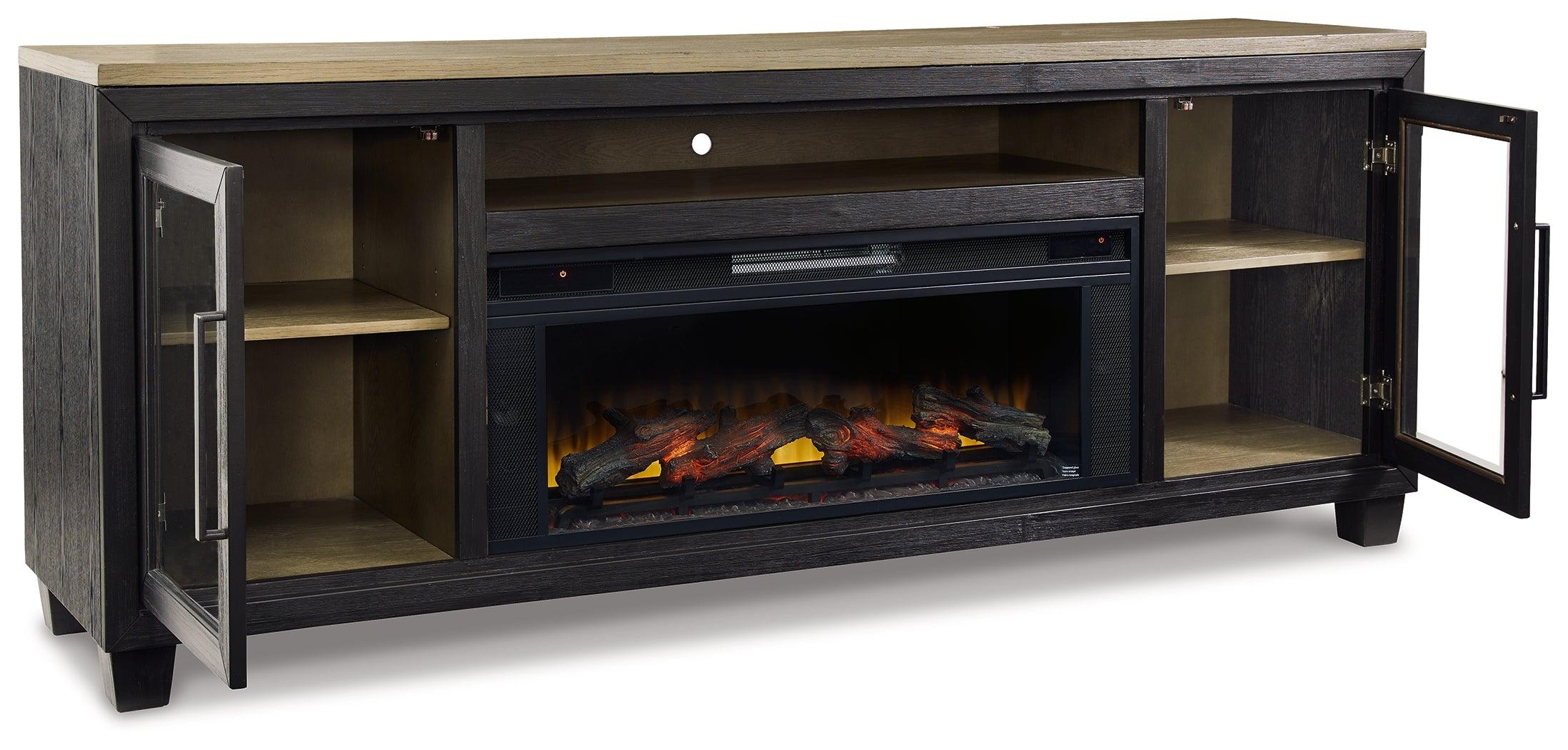 Foyland Black Brown 83" Tv Stand With Electric Fireplace - Image 3