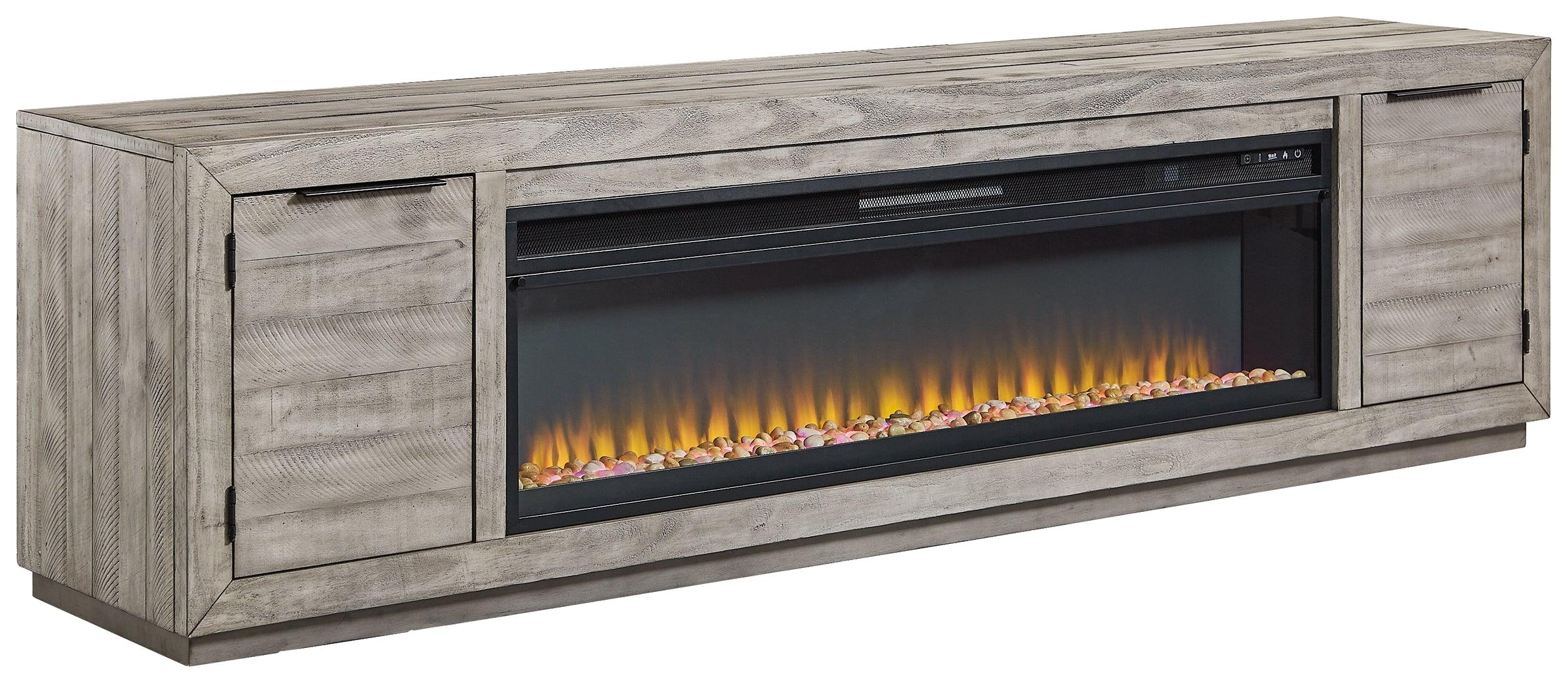 Naydell Gray 92" Tv Stand With Electric Fireplace - Image 2