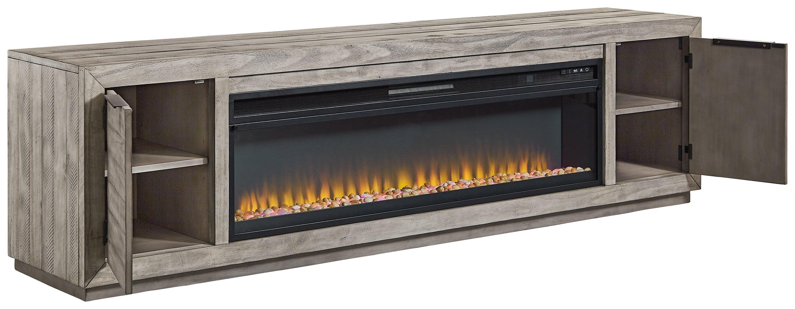 Naydell Gray 92" Tv Stand With Electric Fireplace - Image 3