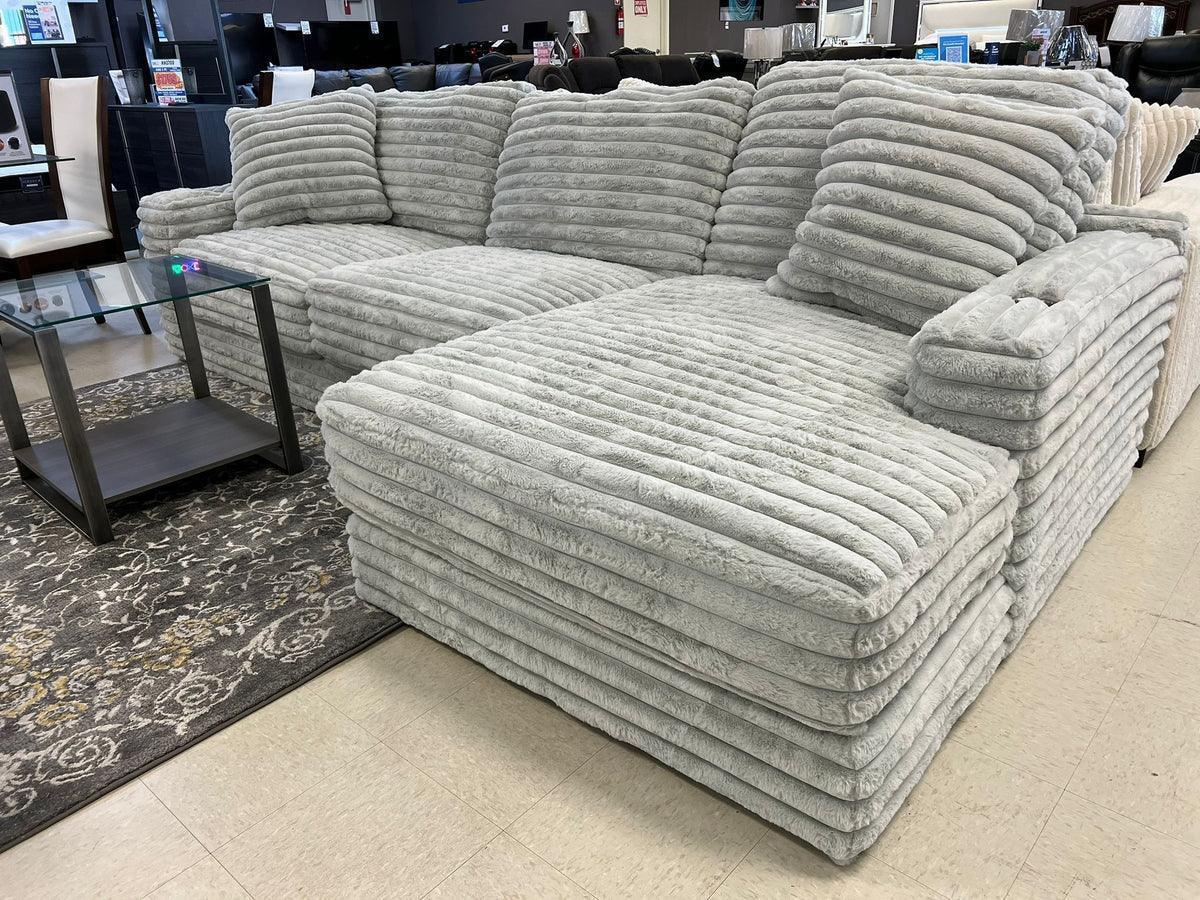 Kelly Oversized Corduroy Gray 123" Sectional with Cupholders - Image 2