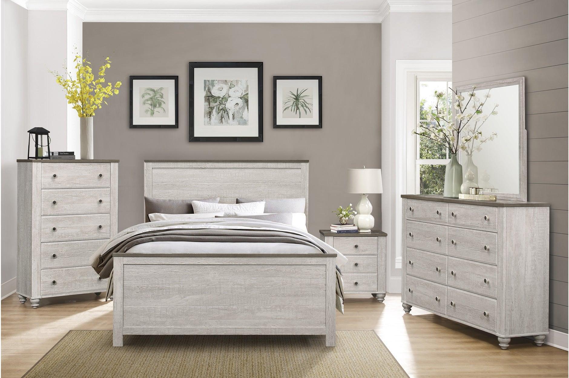 Nashville Antique White Brown Panel Bedroom Set - Image 1