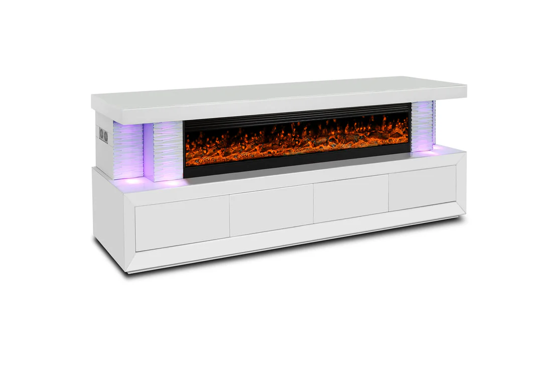 A97 White TV Stand Fireplace - Image 2
