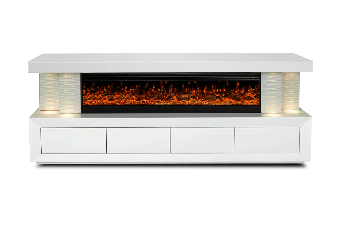 A97 White TV Stand Fireplace - Image 3