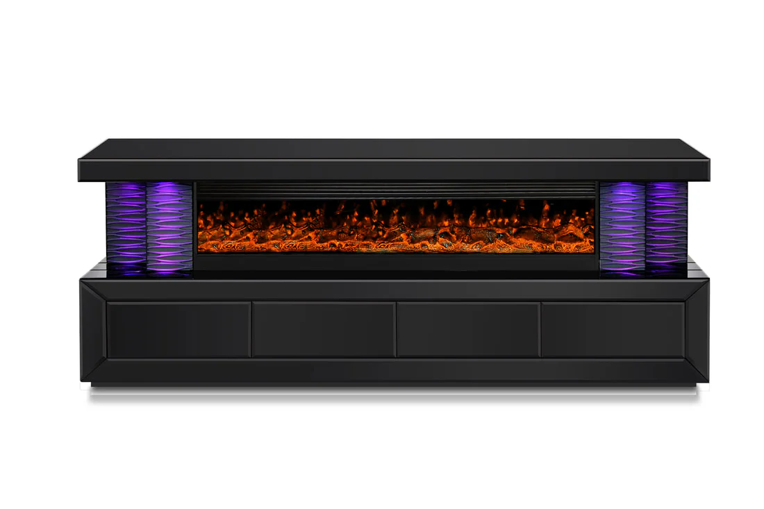 A98 Black TV Stand Fireplace - Image 3
