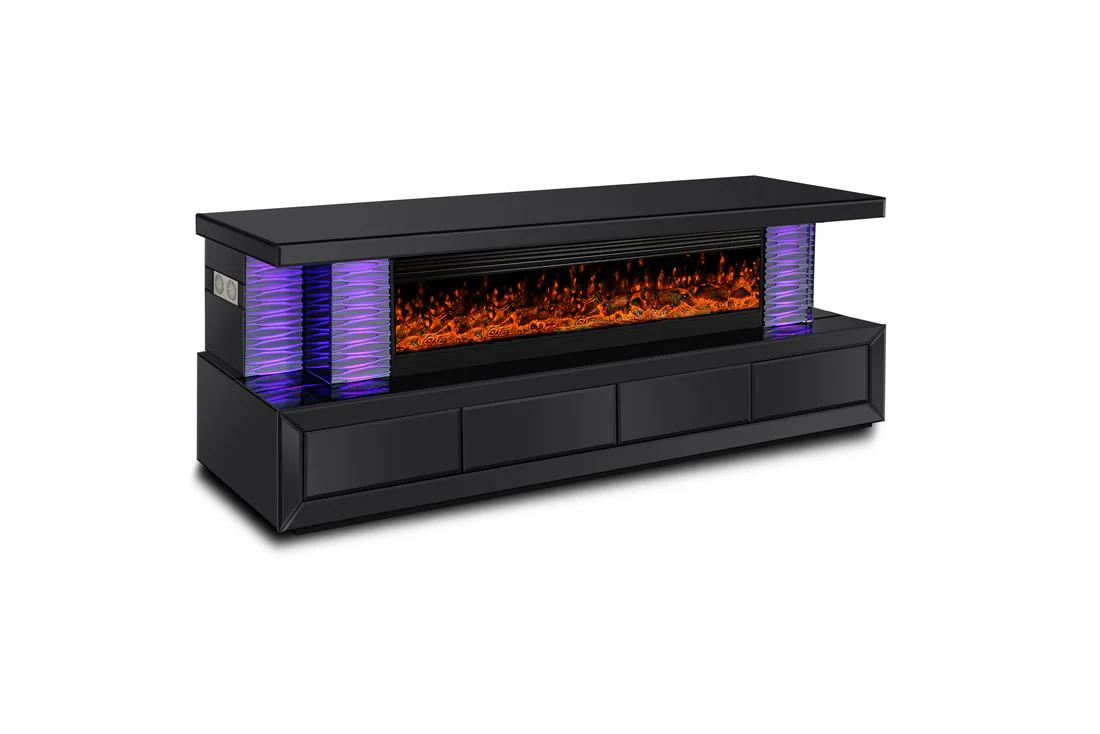 A98 Black TV Stand Fireplace - Image 2