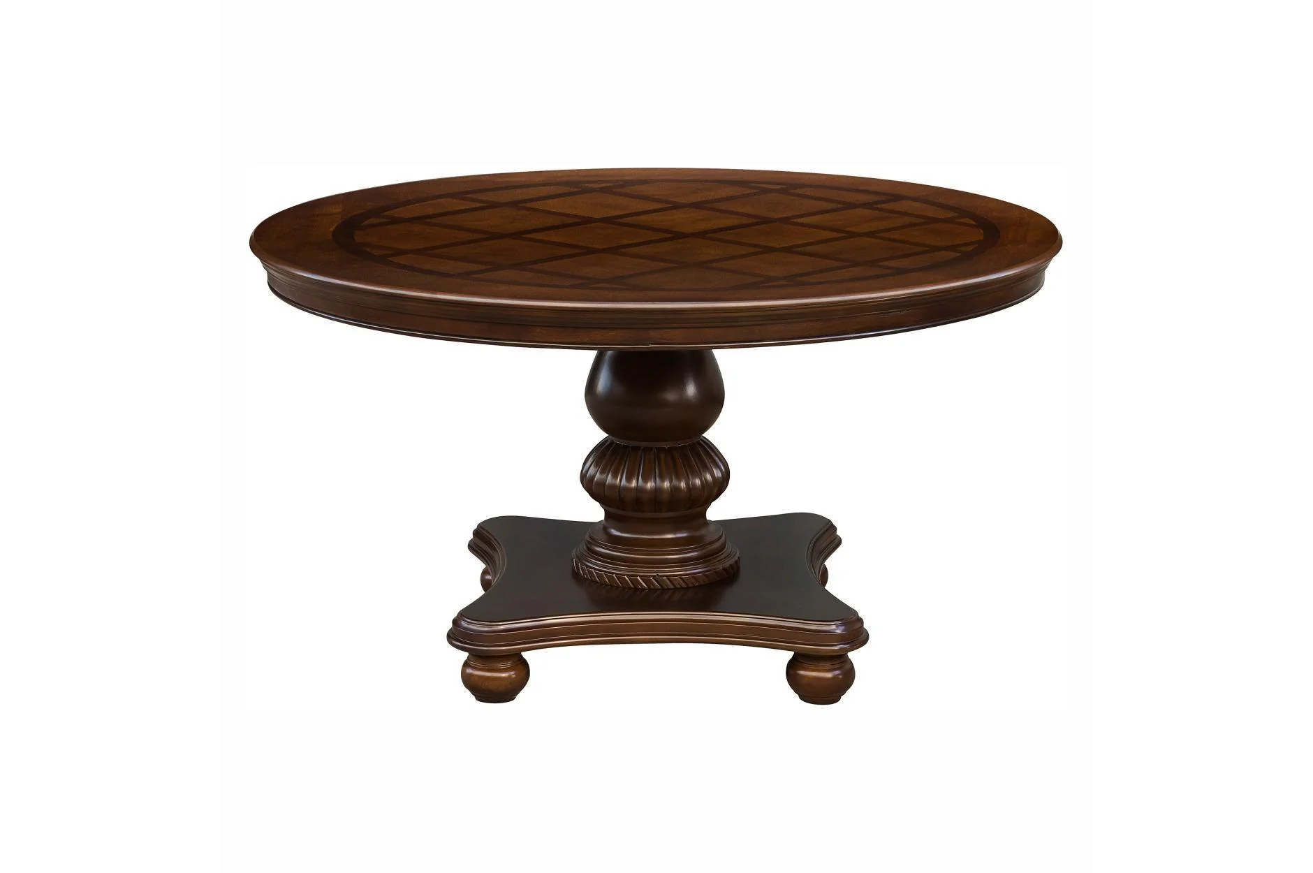 Lordsburg Brown Cherry Faux Leather Round Dining Room Set - Image 2
