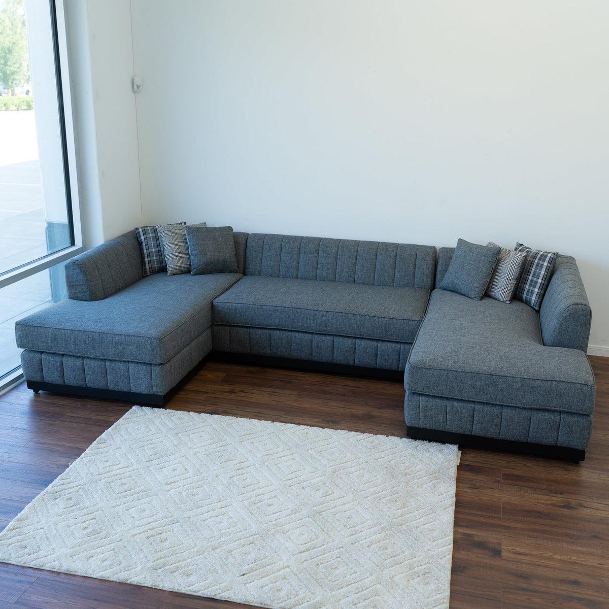Abigail Gray Linen Double Chaise Sectional