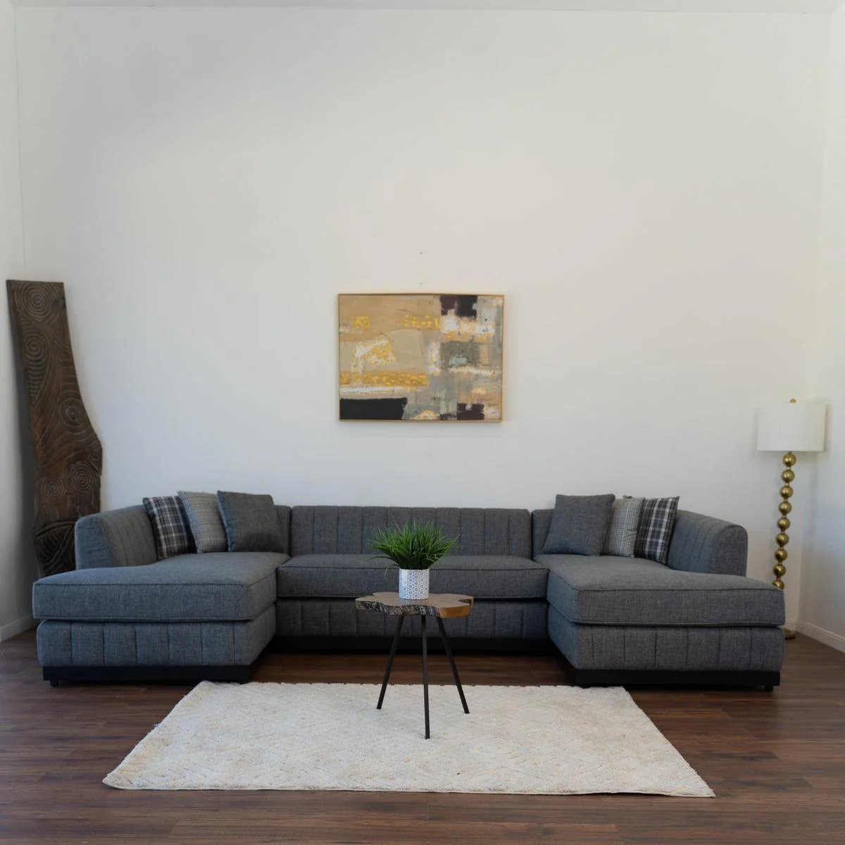 Abigail Gray Linen Double Chaise Sectional - Image 3