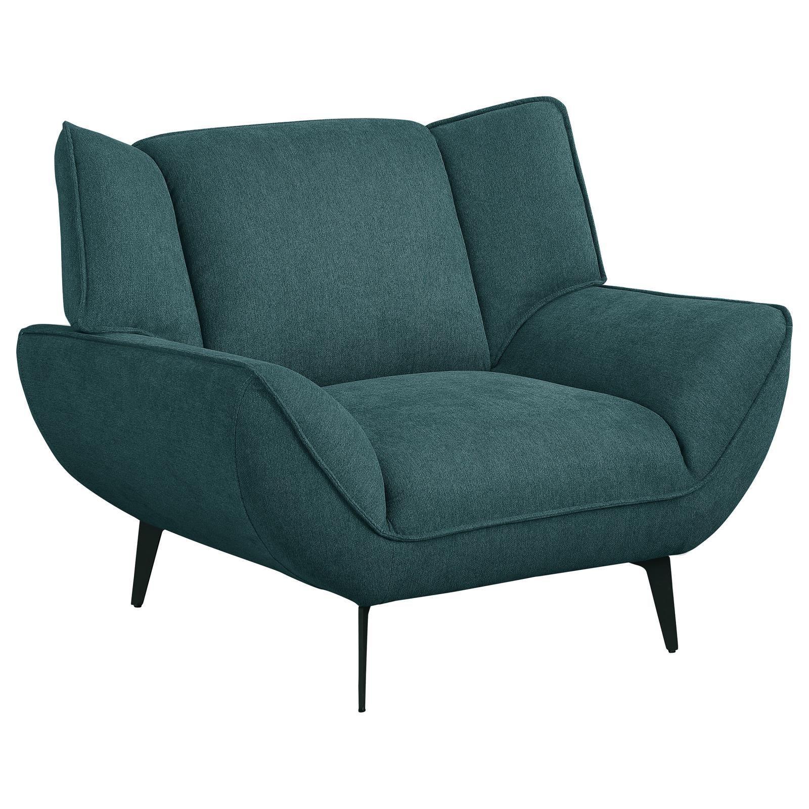 Acton Upholstered Flared Arm Chair Teal Blue - Image 1
