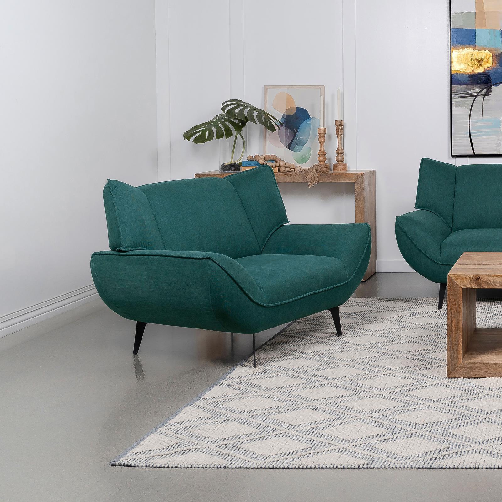 Acton Upholstered Flared Arm Chair Teal Blue - Image 2
