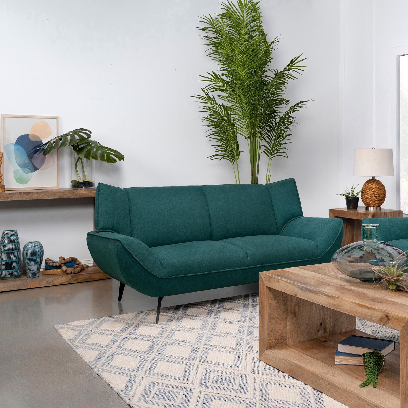 Acton Upholstered Flared Arm Loveseat Teal Blue - Image 2