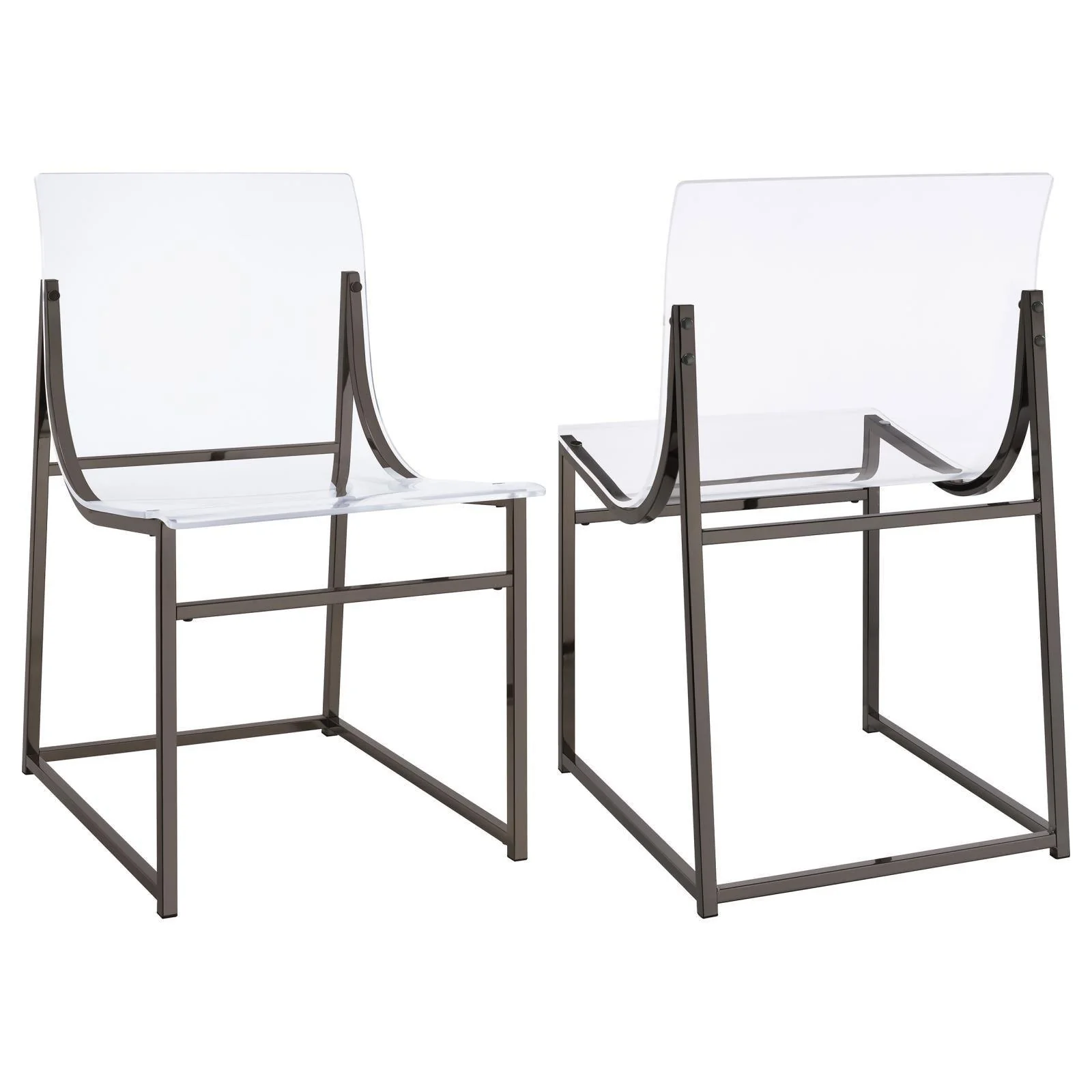 Adino Acrylic Dining Side Chair Clear Black Nickel (Set of 2)