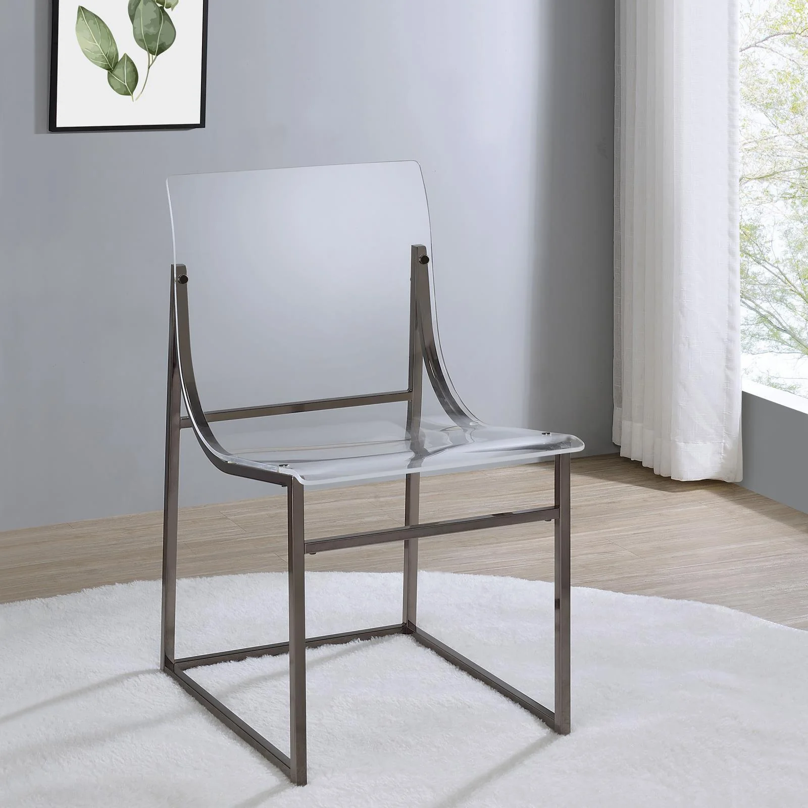 Adino Acrylic Dining Side Chair Clear Black Nickel (Set of 2) - Image 2