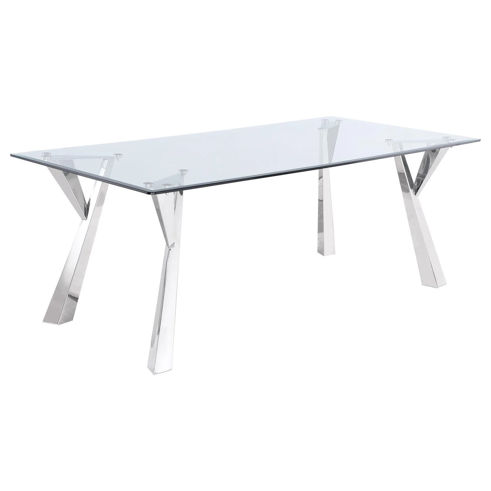 Alaia Rectangular Glass Top Dining Table Clear Chrome