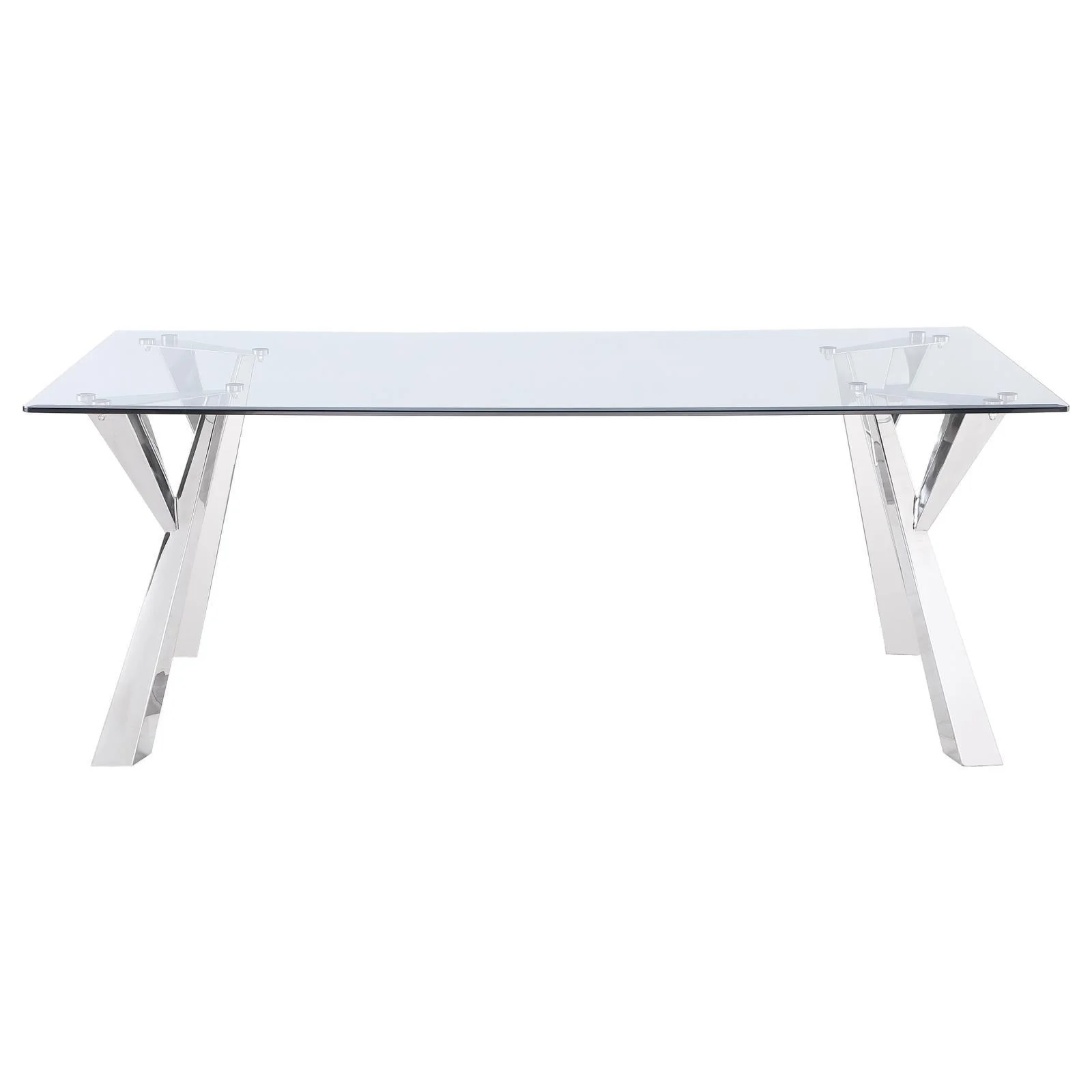 Alaia Rectangular Glass Top Dining Table Clear Chrome - Image 3