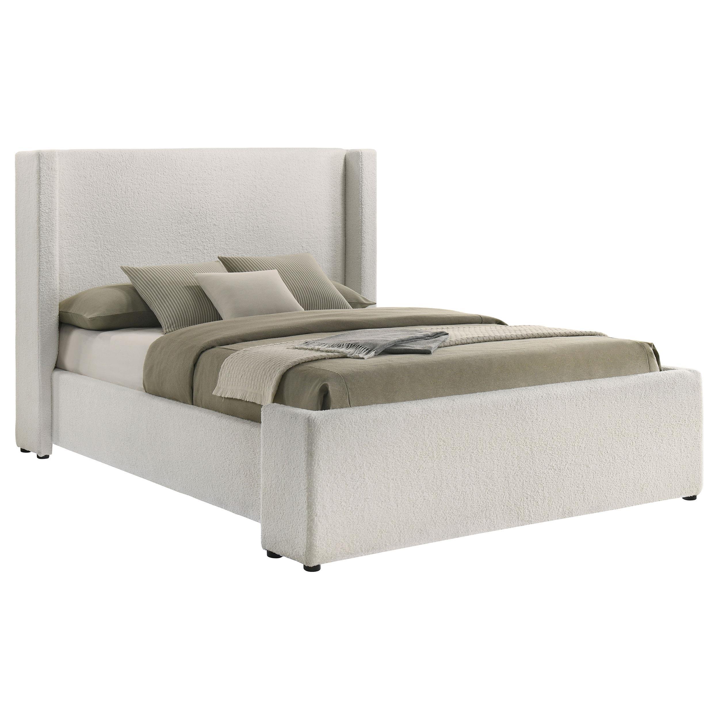 Alamosa Boucle Upholstered Queen Wingback Bed White - Image 2