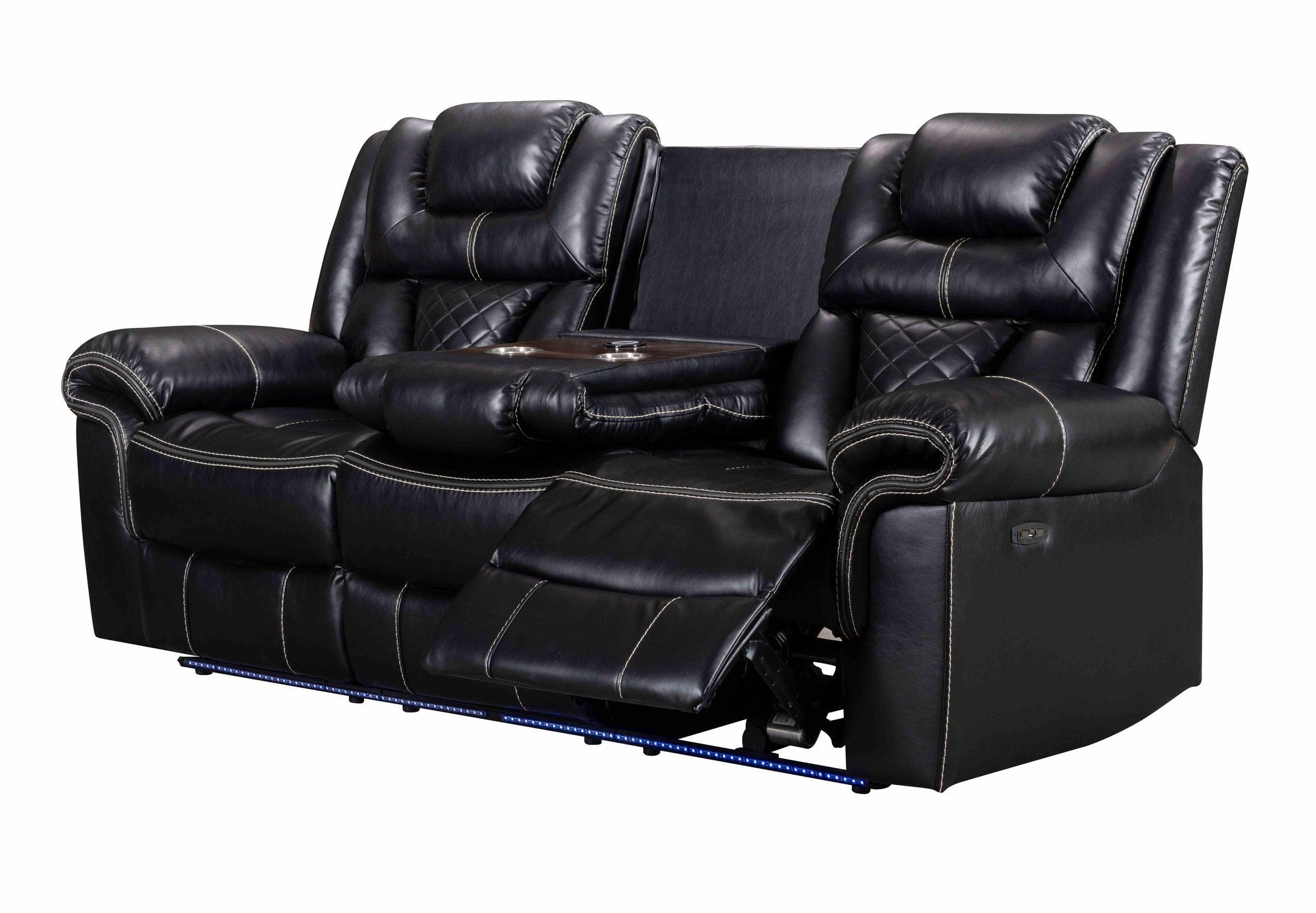 Alexa Black Faux Leather Gel 3-Piece Power Reclining Set - Image 2