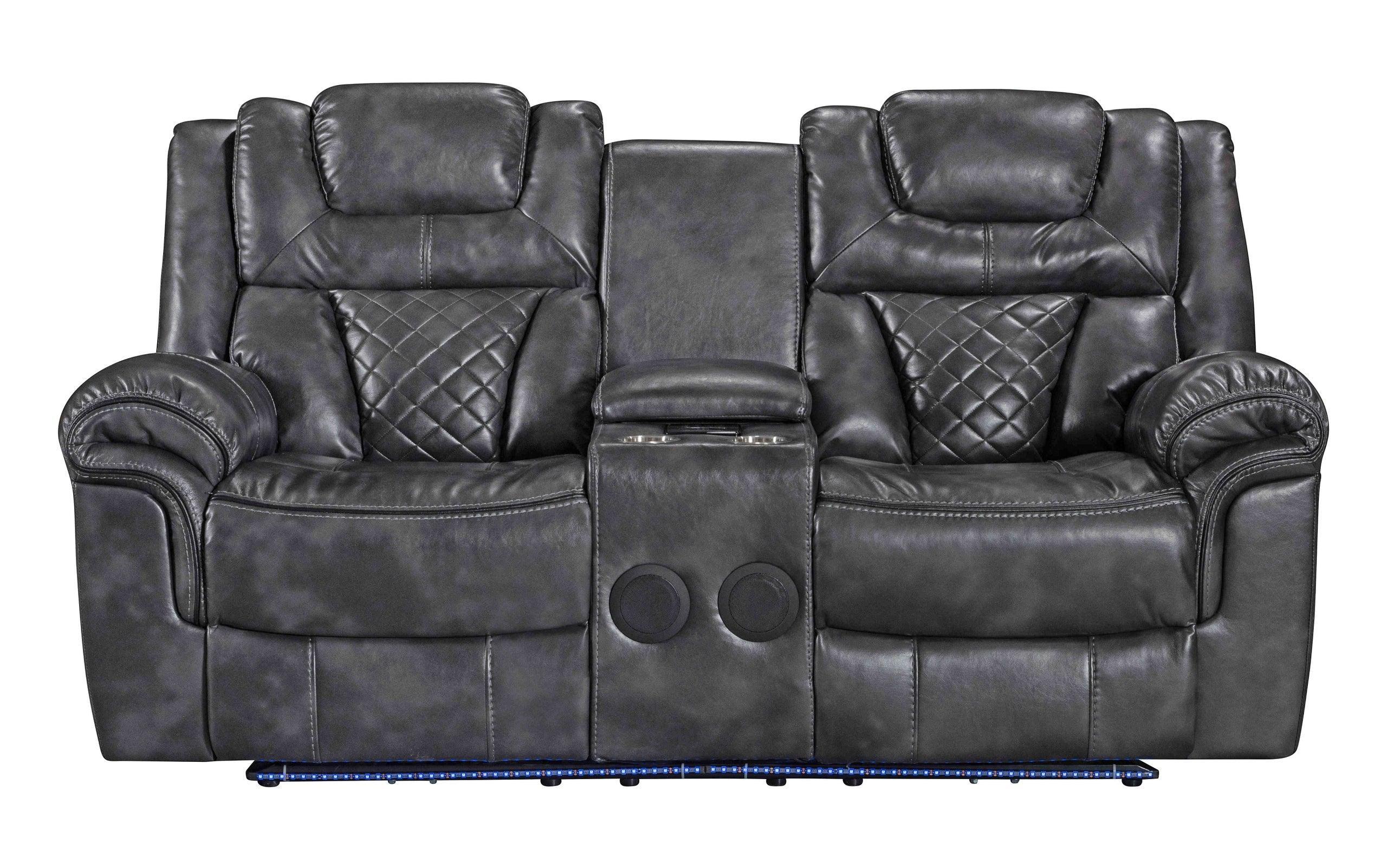 Alexa Gray Faux Leather Gel 3-Piece Power Living Room - Image 3
