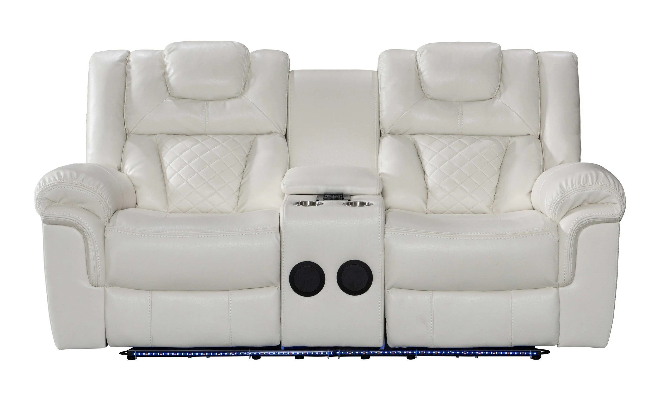 Alexa White Faux Leather LED 3-Piece Power Reclining Set - Image 3