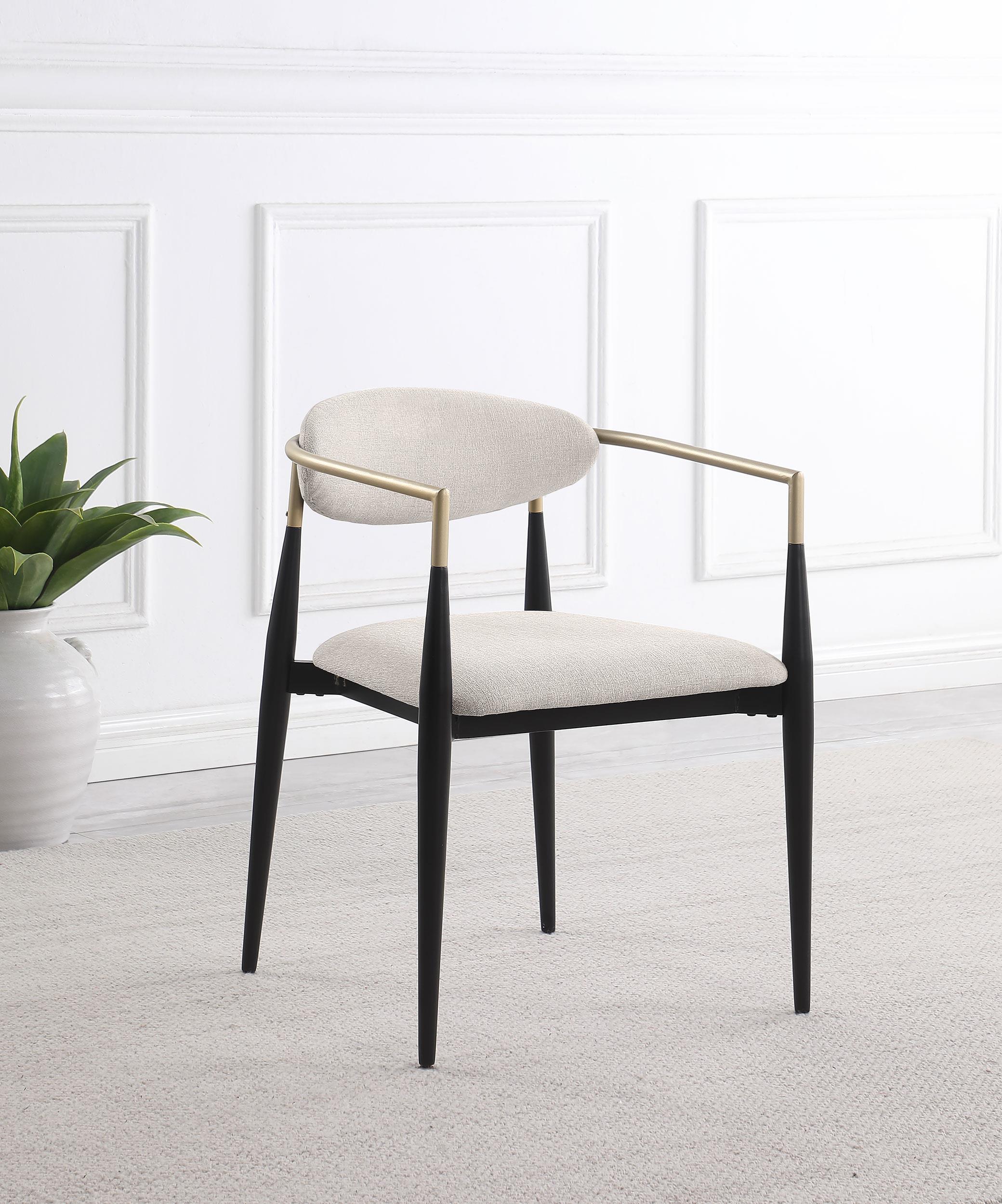 Alexis Fabric Upholstered Dining Arm Chair Beige (Set of 2) - Image 2