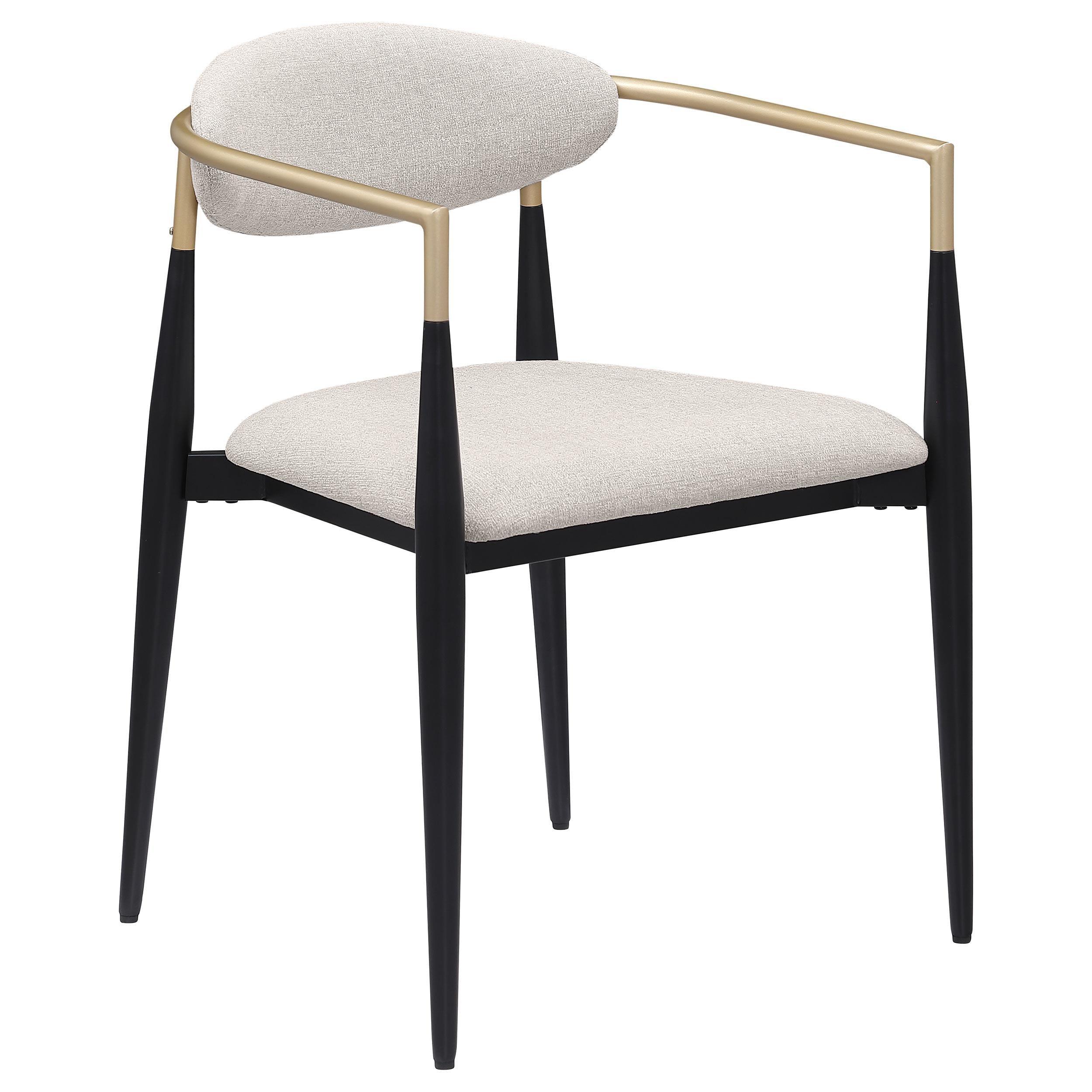Alexis Fabric Upholstered Dining Arm Chair Beige (Set of 2) - Image 3